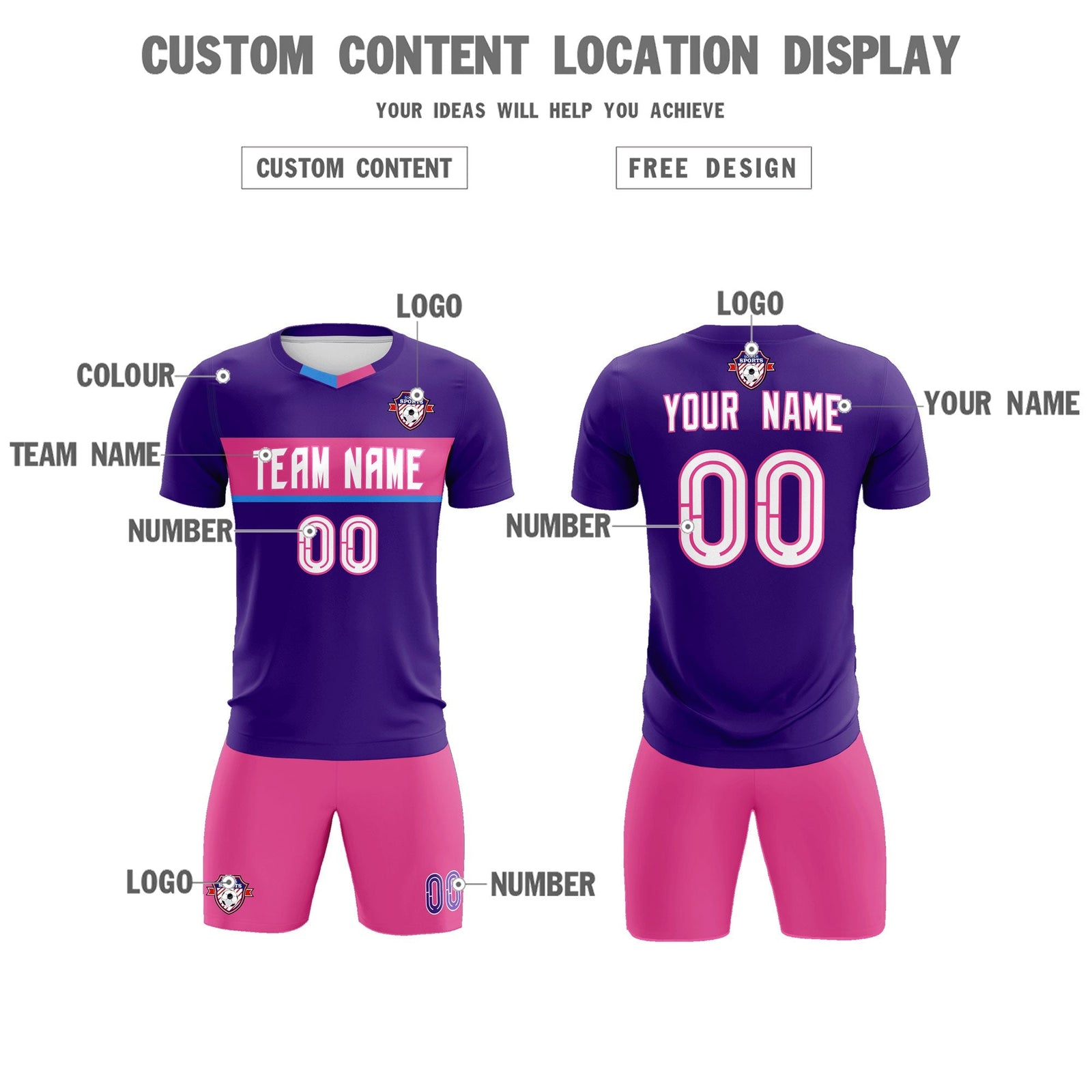 Custom Purple Classic Sports Sets Soccer Shirt Jersey