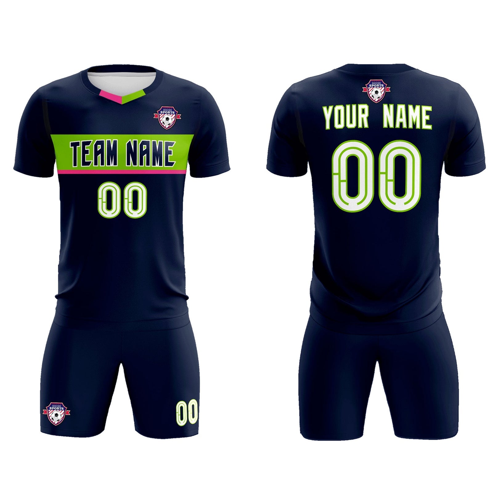 Custom Navy Classic Sports Sets Soccer Shirt Jersey