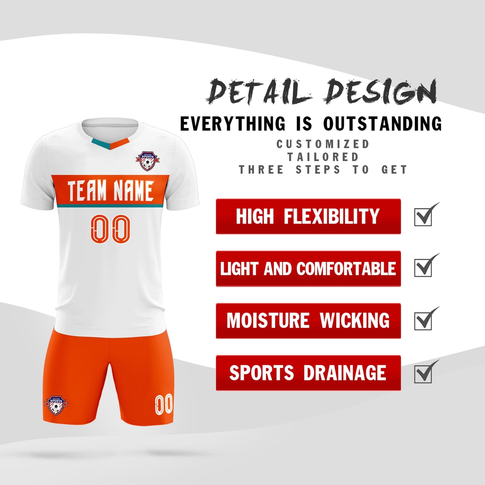 Custom White Classic Sports Sets Soccer Shirt Jersey