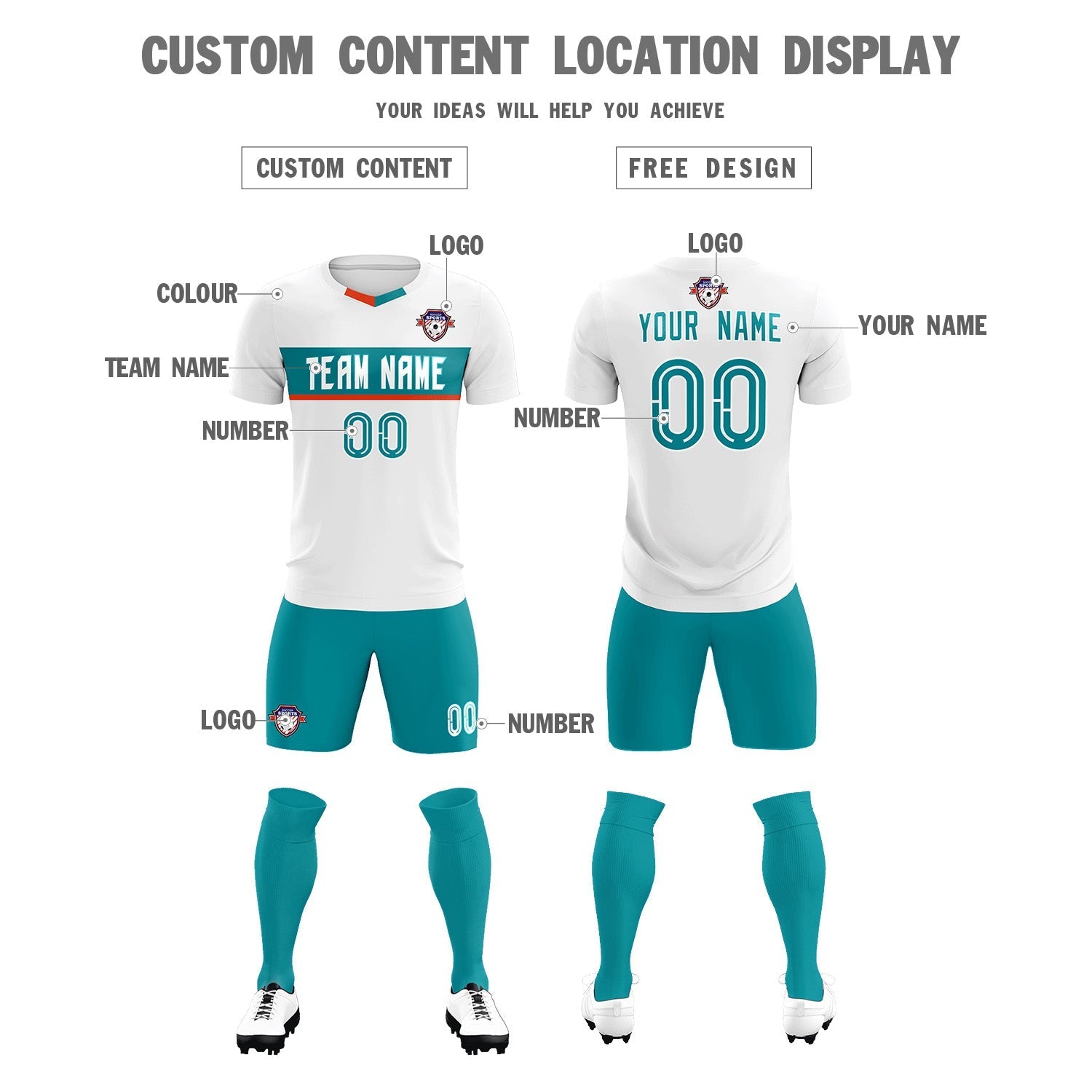 Custom White Classic Sports Sets Soccer Shirt Jersey