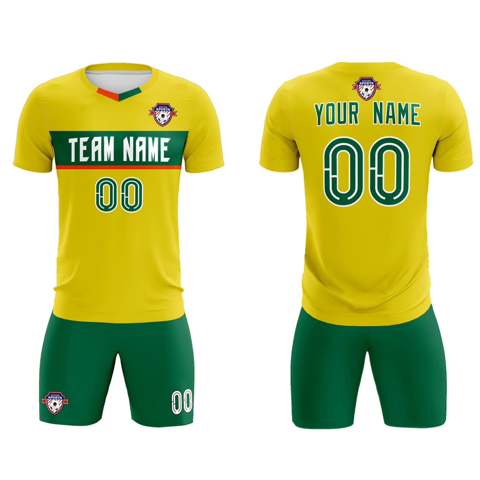 Custom Gold Classic Sports Sets Soccer Shirt Jersey