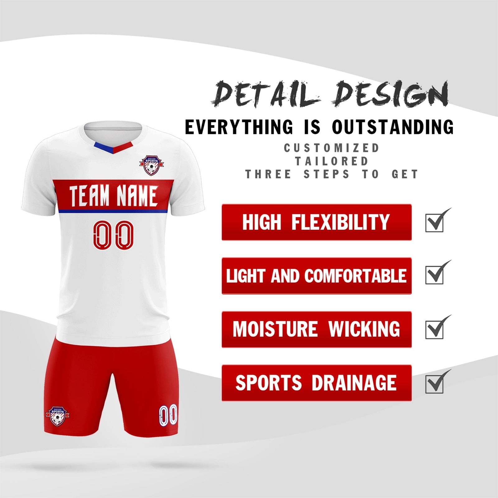 Custom White Classic Sports Sets Soccer Shirt Jersey