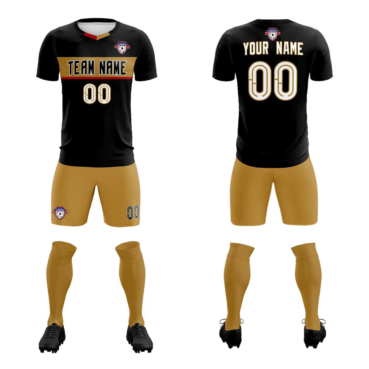 Custom Black Classic Sports Sets Soccer Shirt Jersey