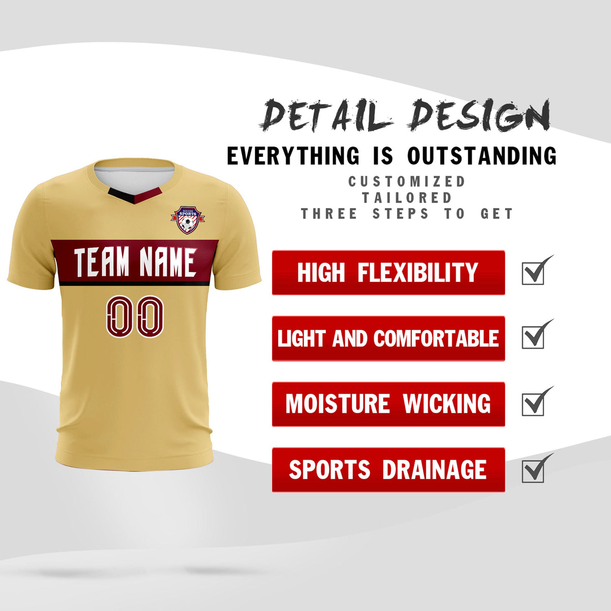 Custom Khaki Classic Sports Sets Soccer Shirt Jersey