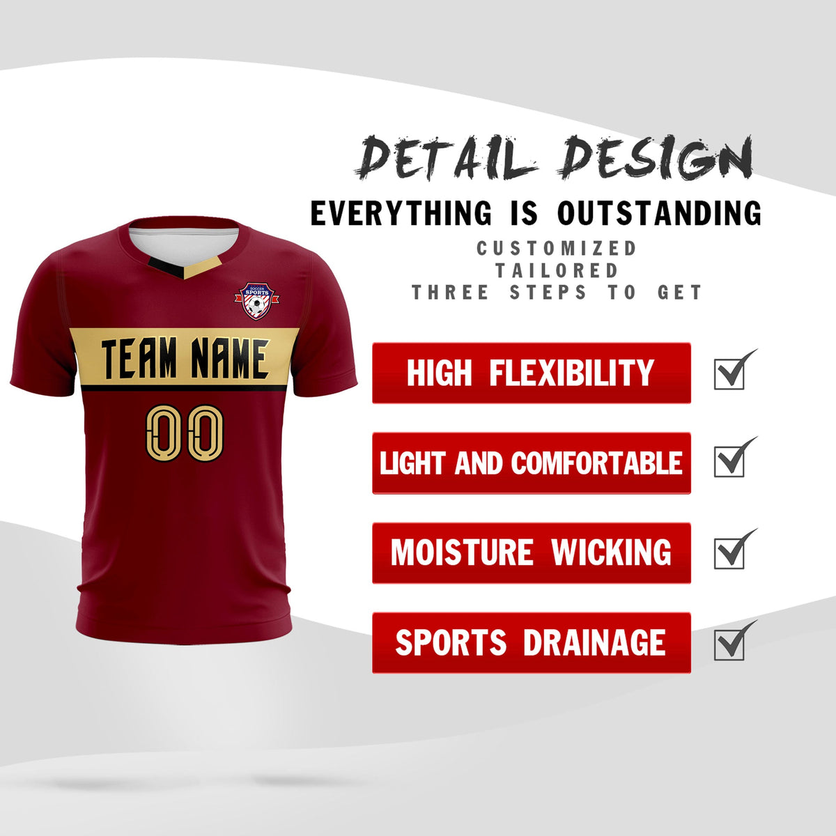 Custom Crimson Classic Sports Sets Soccer Shirt Jersey