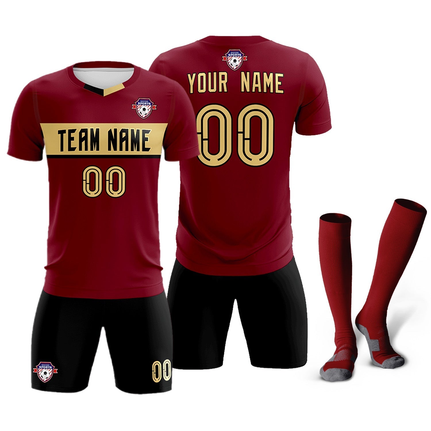 Custom Crimson Classic Sports Sets Soccer Shirt Jersey