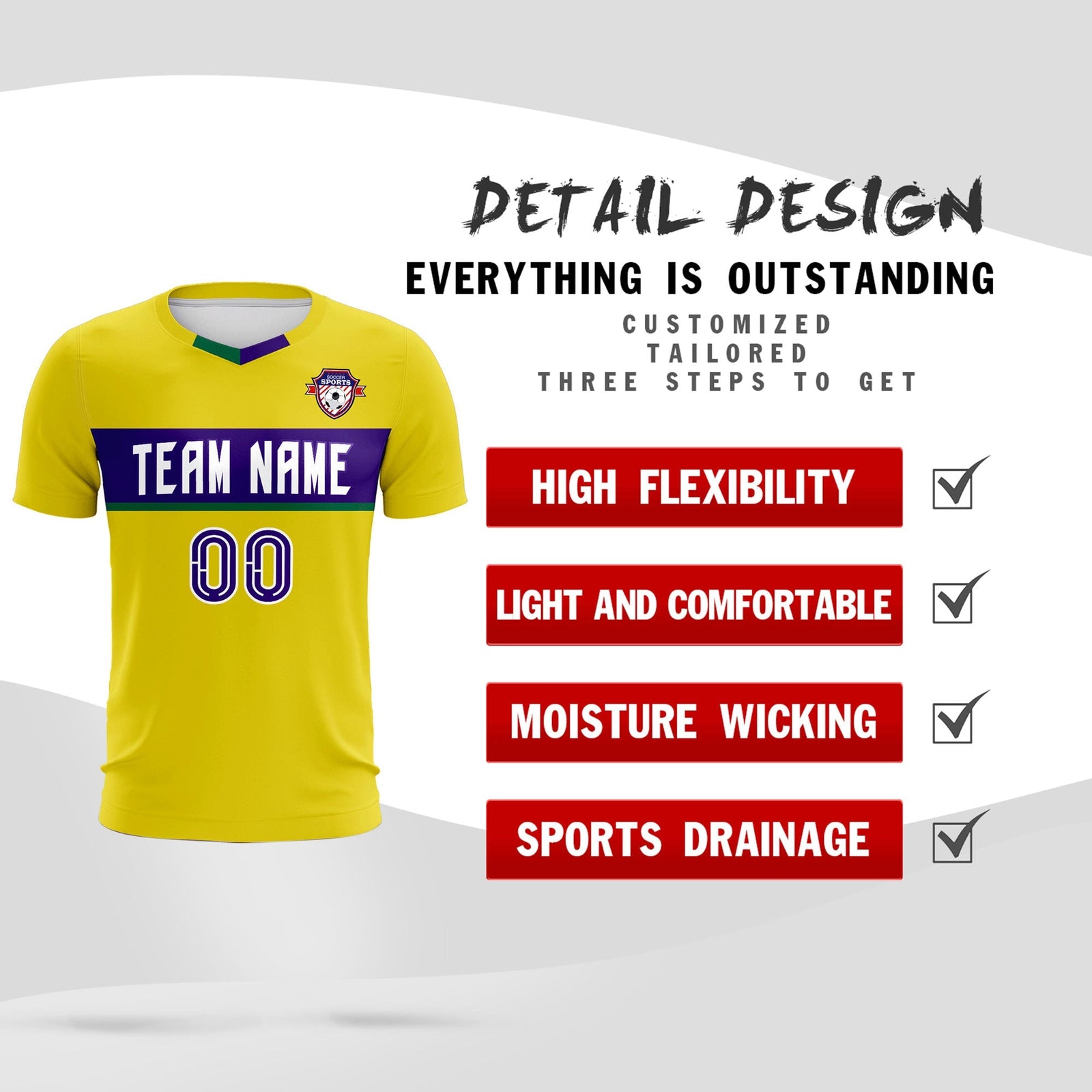 Custom Gold Classic Sports Sets Soccer Shirt Jersey