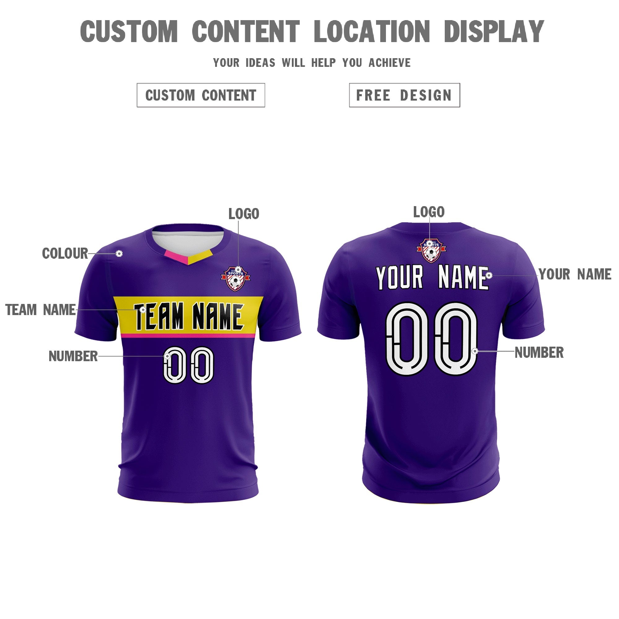 Custom Purple Classic Sports Sets Soccer Shirt Jersey
