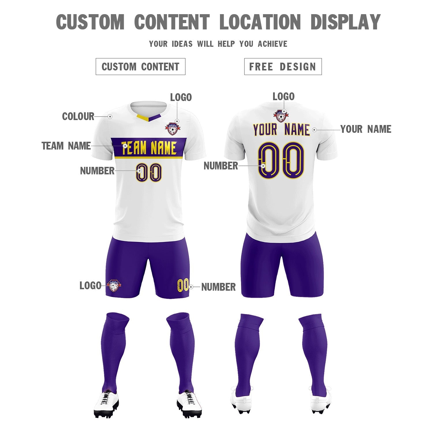 Custom White Classic Sports Sets Soccer Shirt Jersey