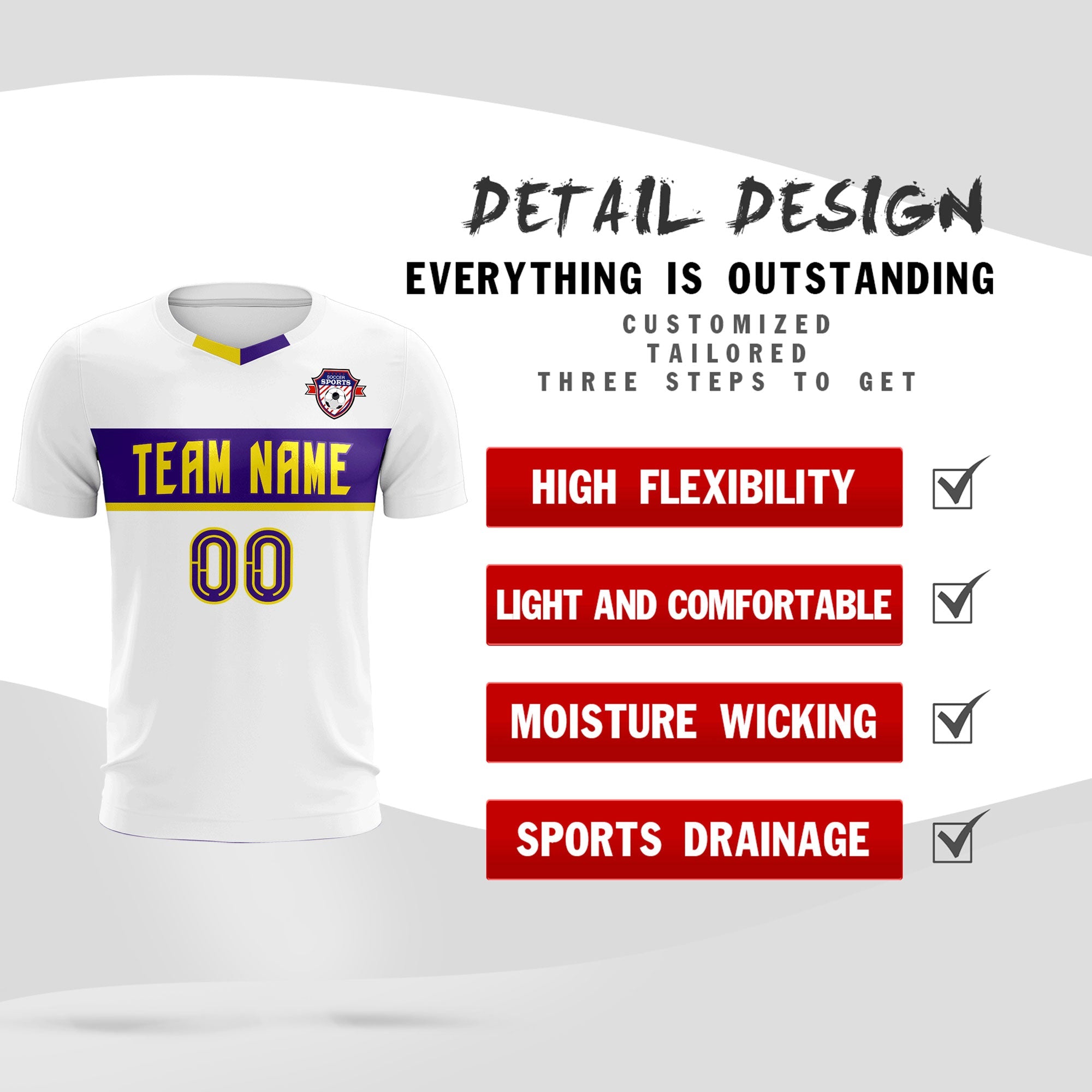 Custom White Classic Sports Sets Soccer Shirt Jersey