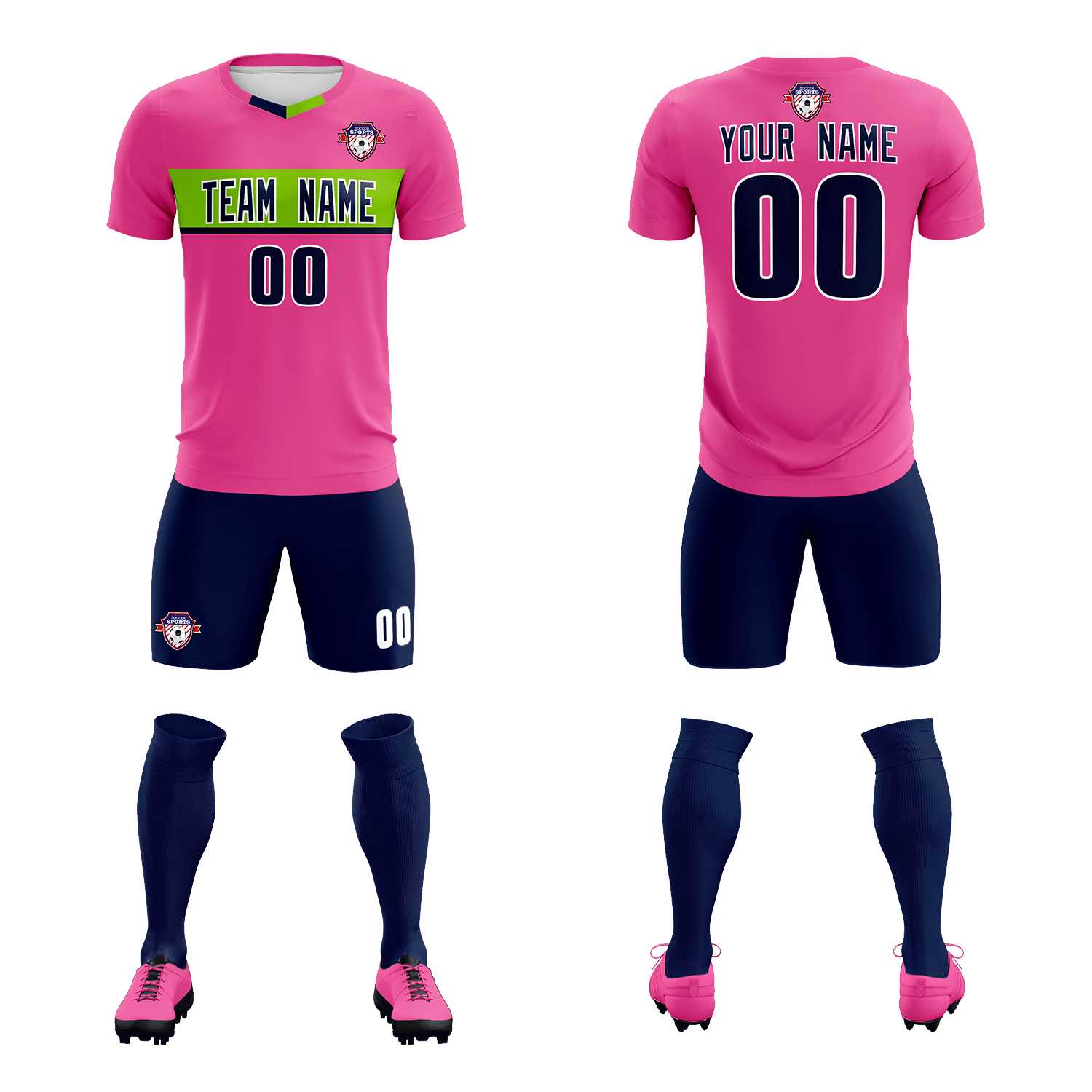 Custom Pink Classic Sports Sets Soccer Shirt Jersey