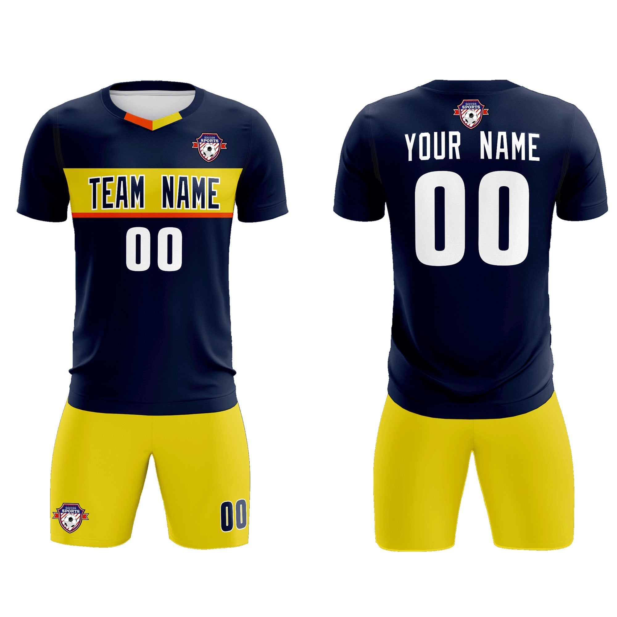 Custom Navy Classic Sports Sets Soccer Shirt Jersey