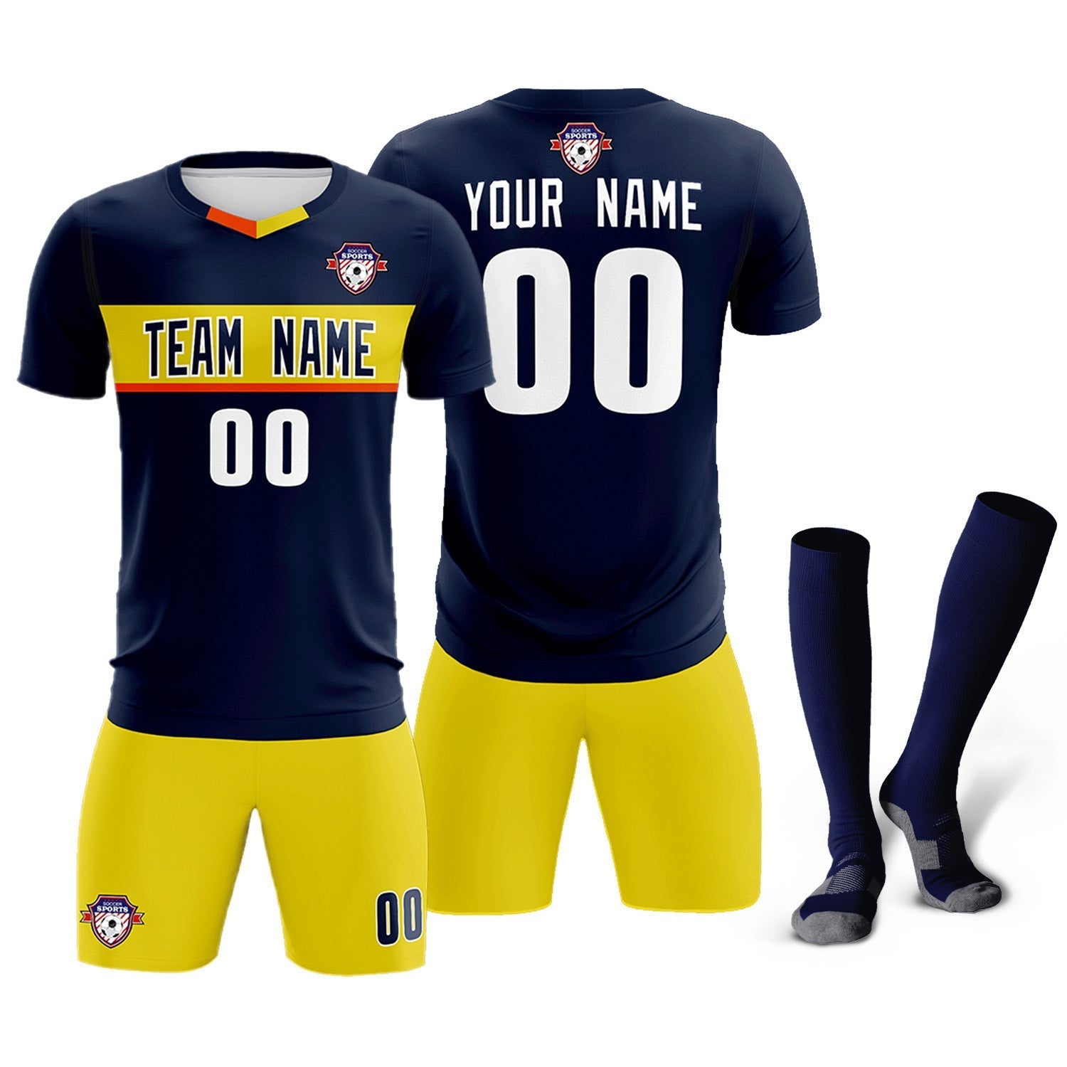 Custom Navy Classic Sports Sets Soccer Shirt Jersey