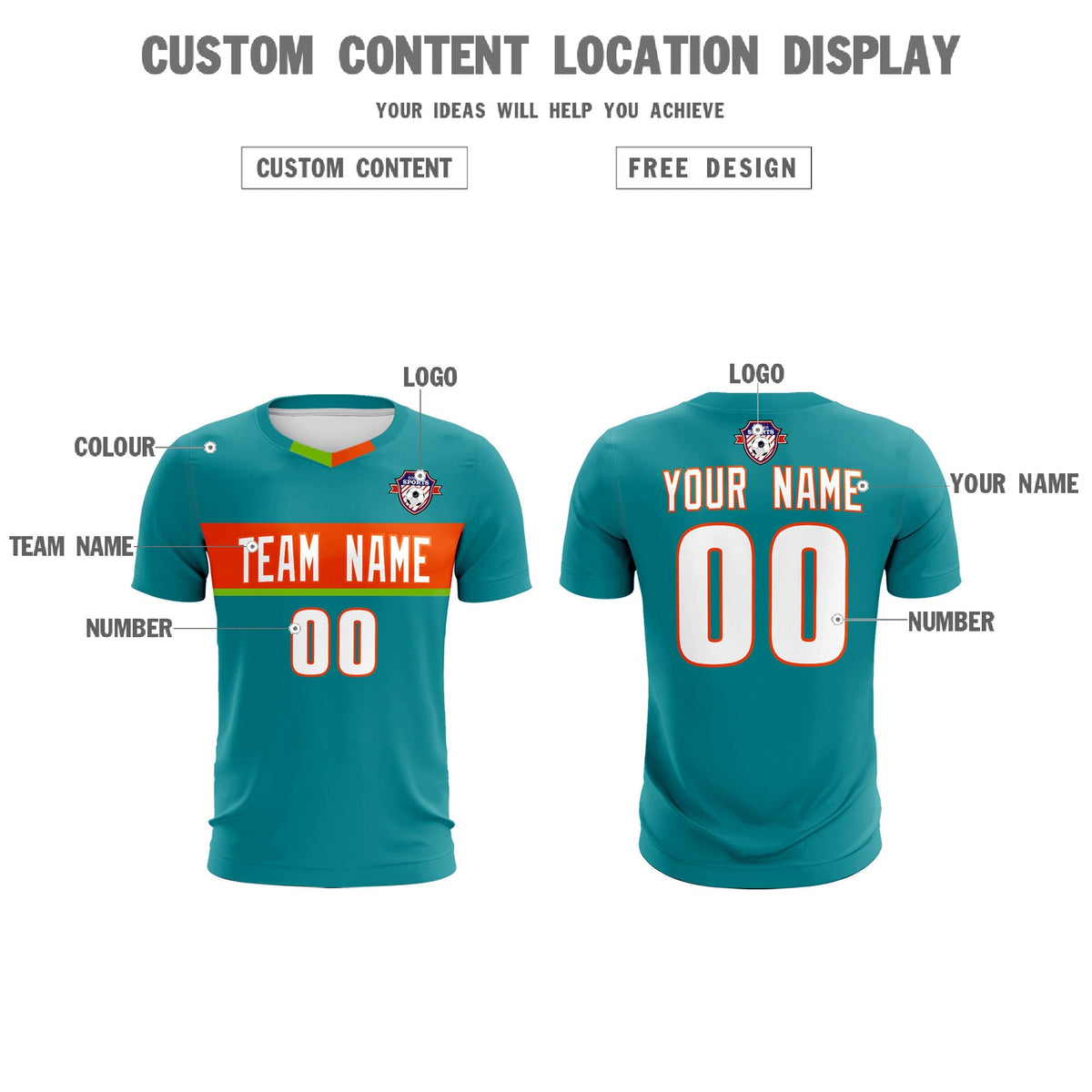 Custom Aqua Classic Sports Sets Soccer Shirt Jersey