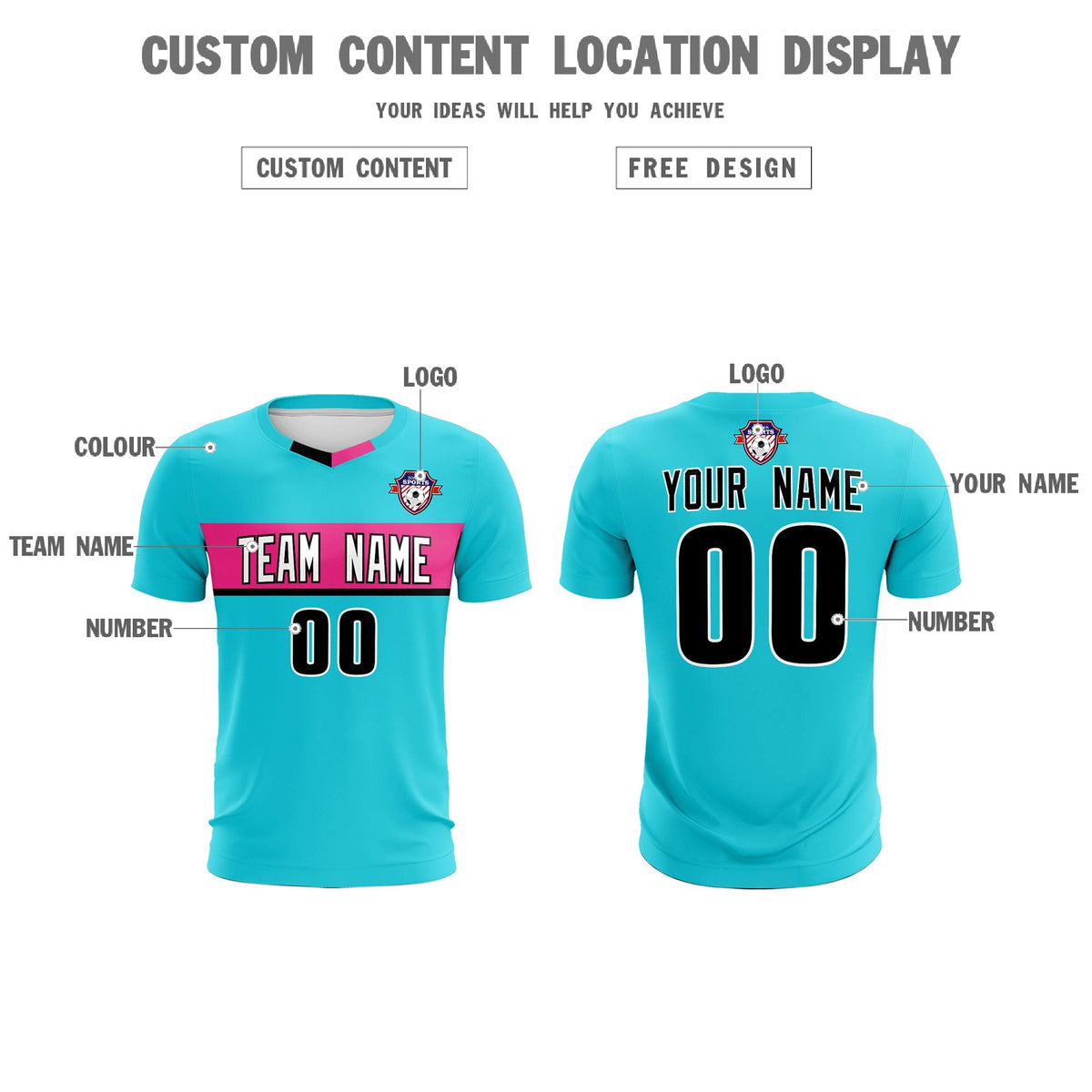 Custom Sky Blue Classic Sports Sets Soccer Shirt Jersey