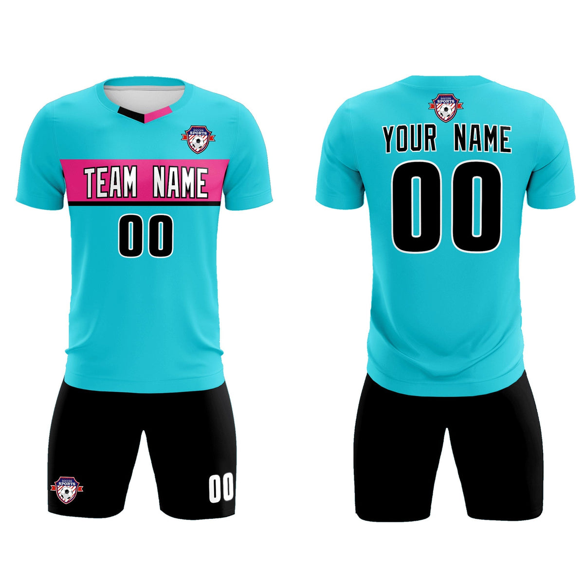 Custom Sky Blue Classic Sports Sets Soccer Shirt Jersey