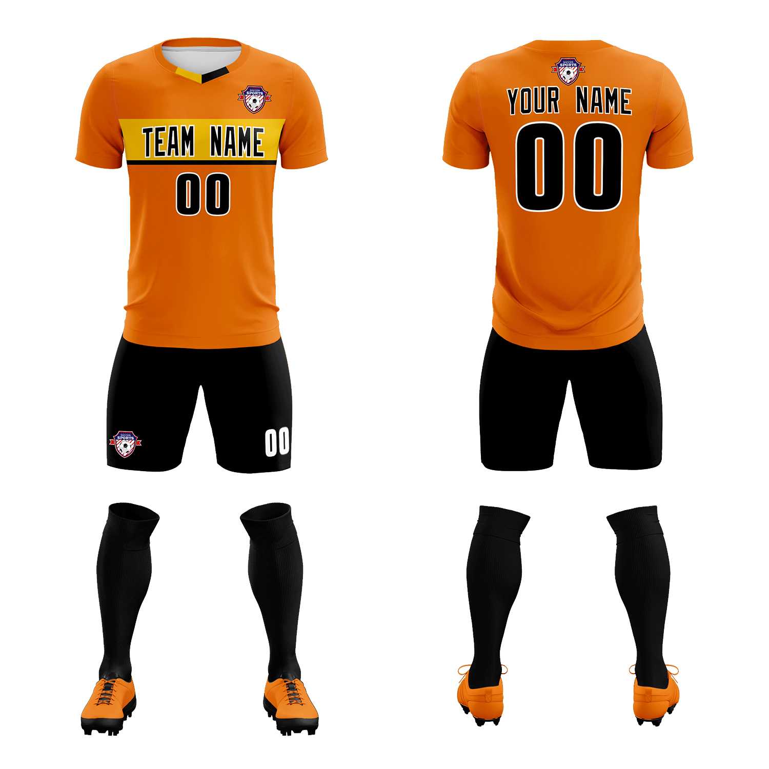 Custom Orange Classic Sports Sets Soccer Shirt Jersey