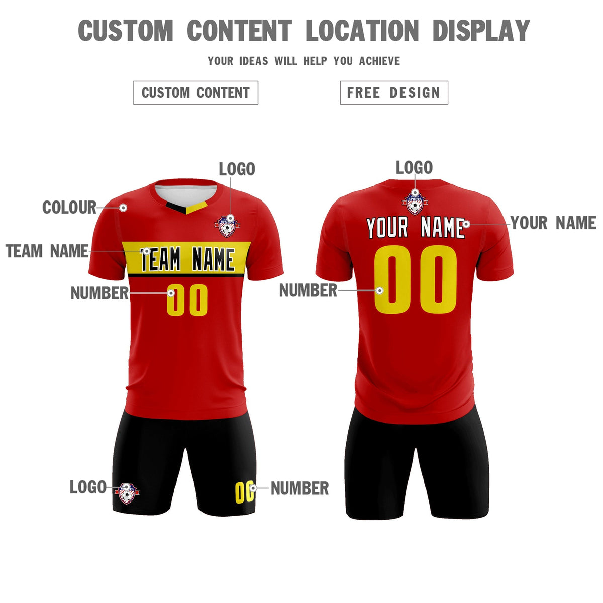 Custom Red Classic Sports Sets Soccer Shirt Jersey
