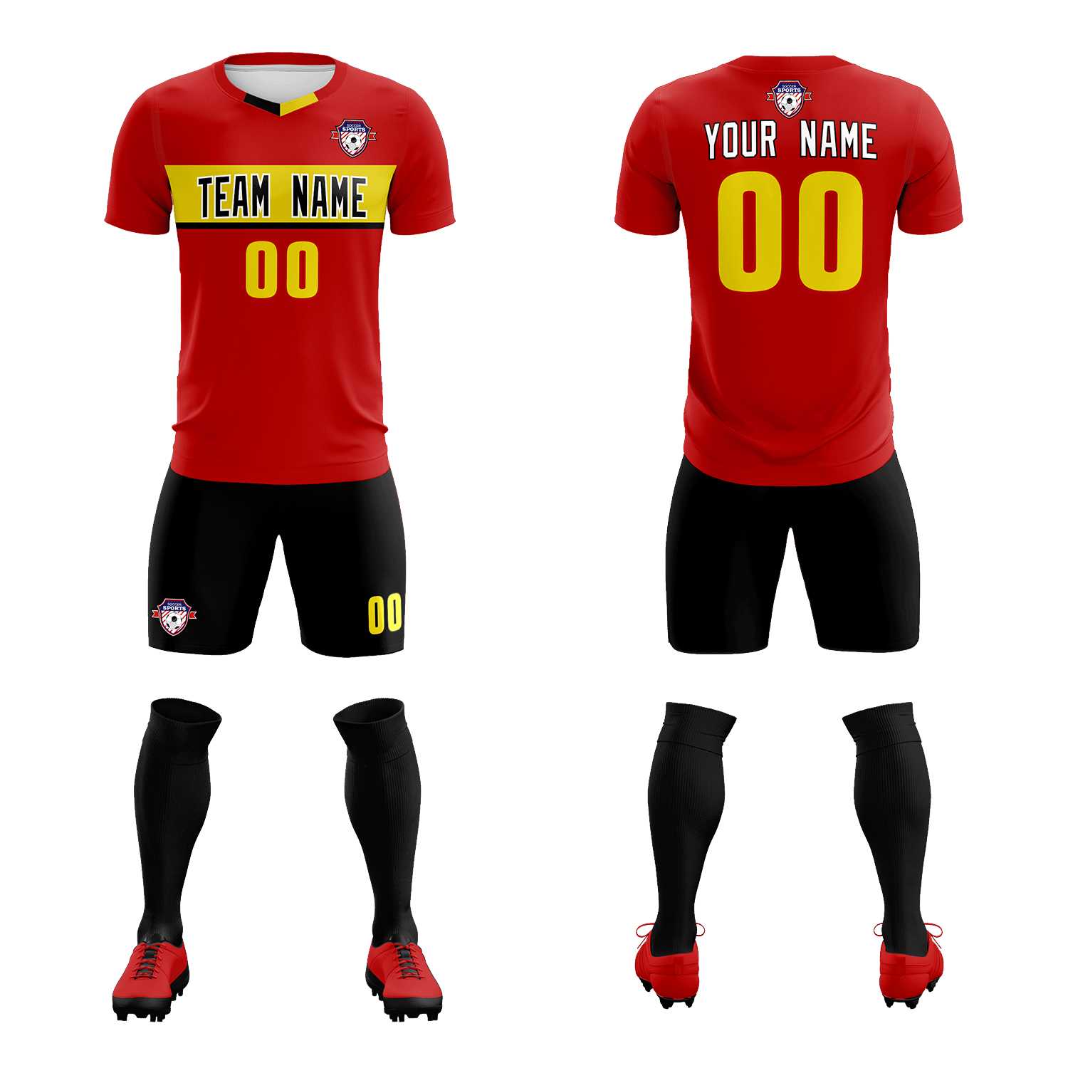 Custom Red Classic Sports Sets Soccer Shirt Jersey