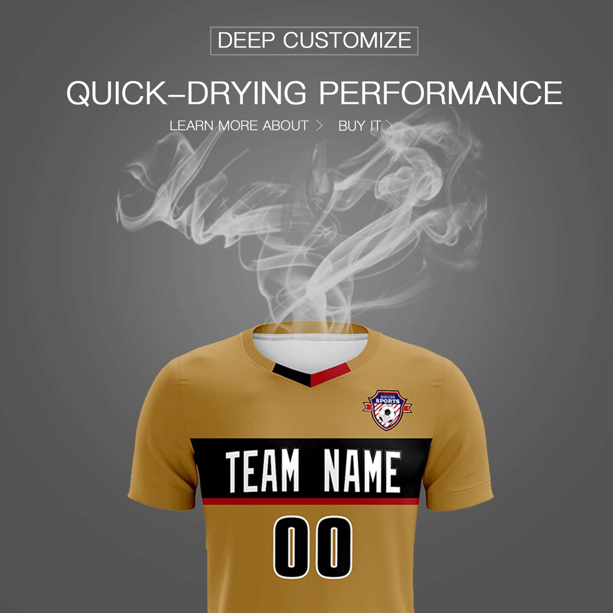 Custom Old Gold Classic Sports Sets Soccer Shirt Jersey