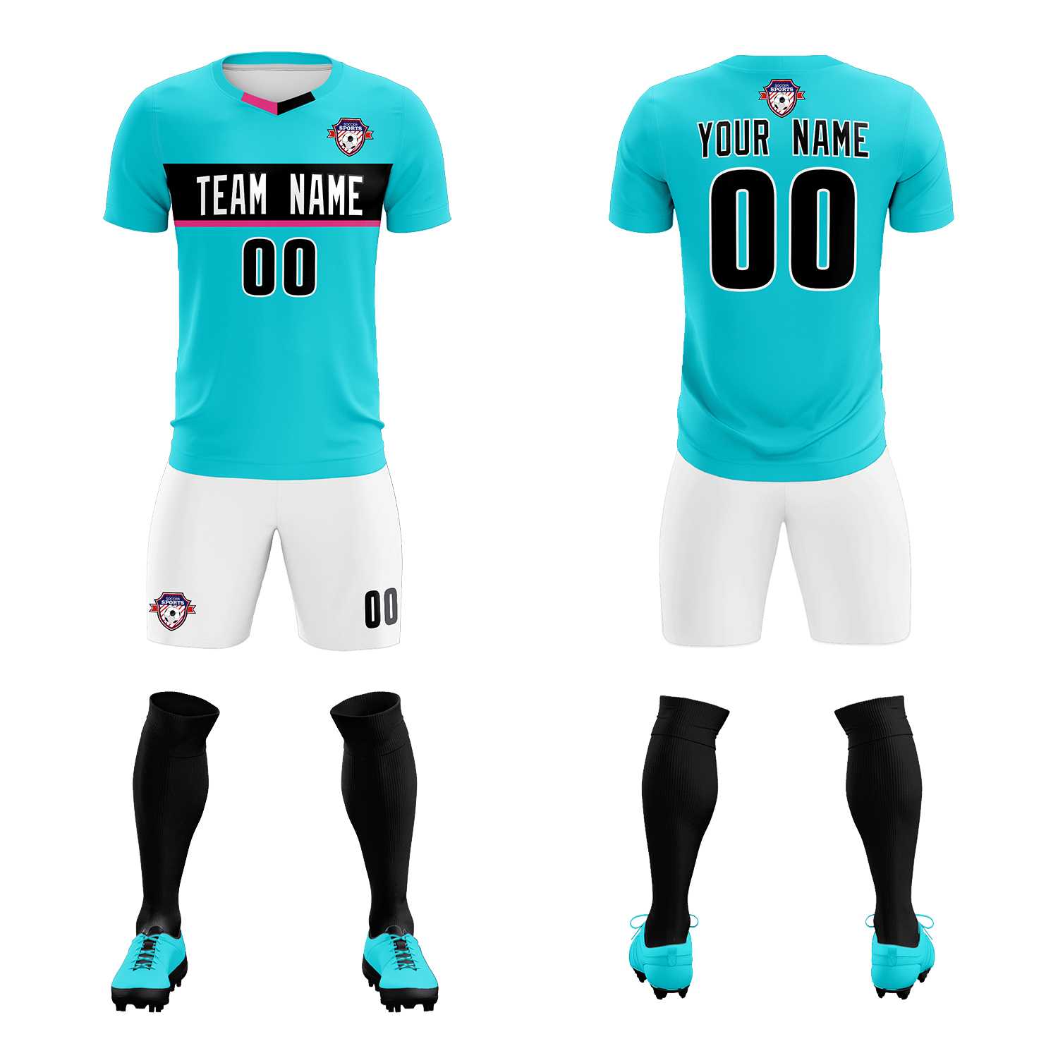 Custom Sky Blue Classic Sports Sets Soccer Shirt Jersey