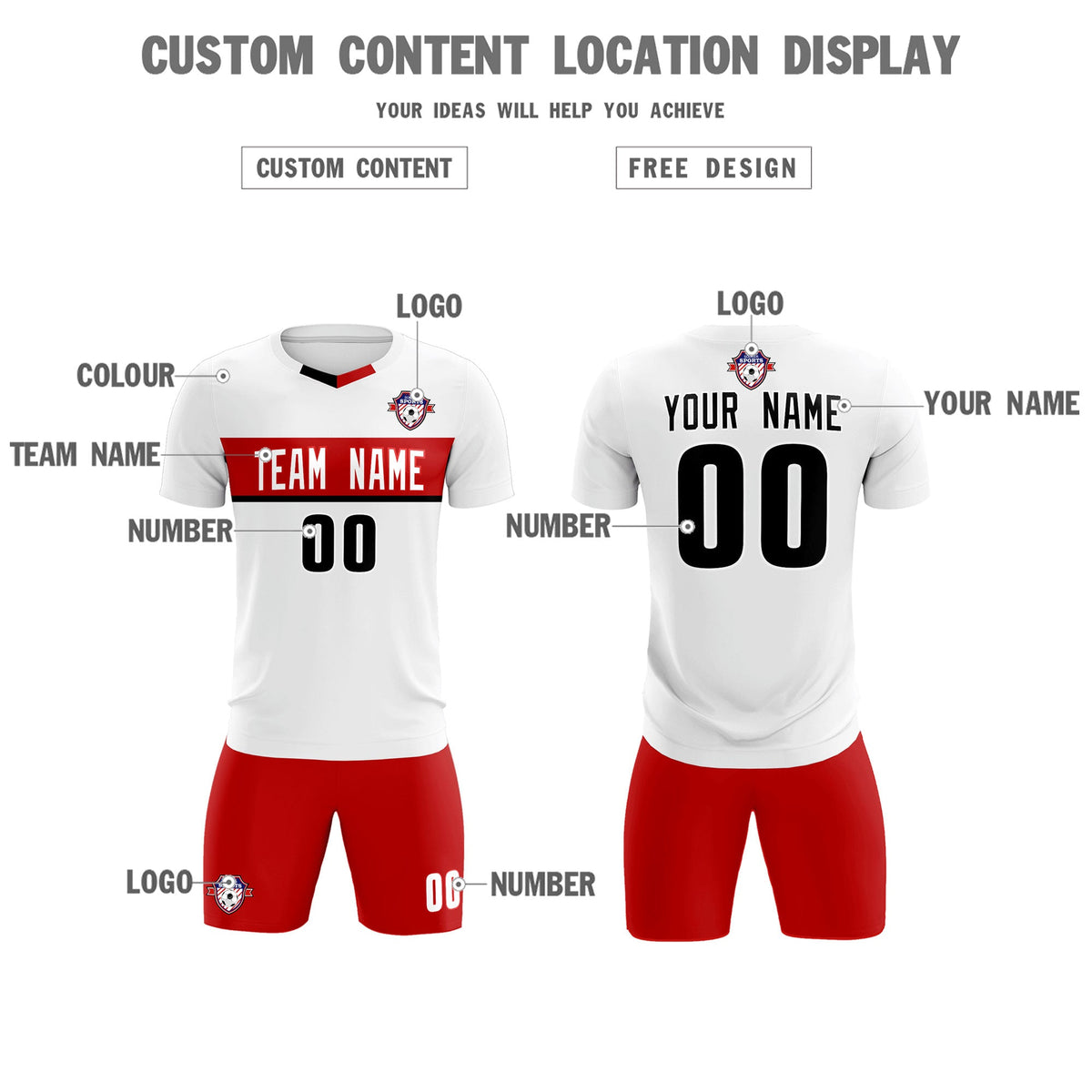 Custom White Classic Sports Sets Soccer Shirt Jersey