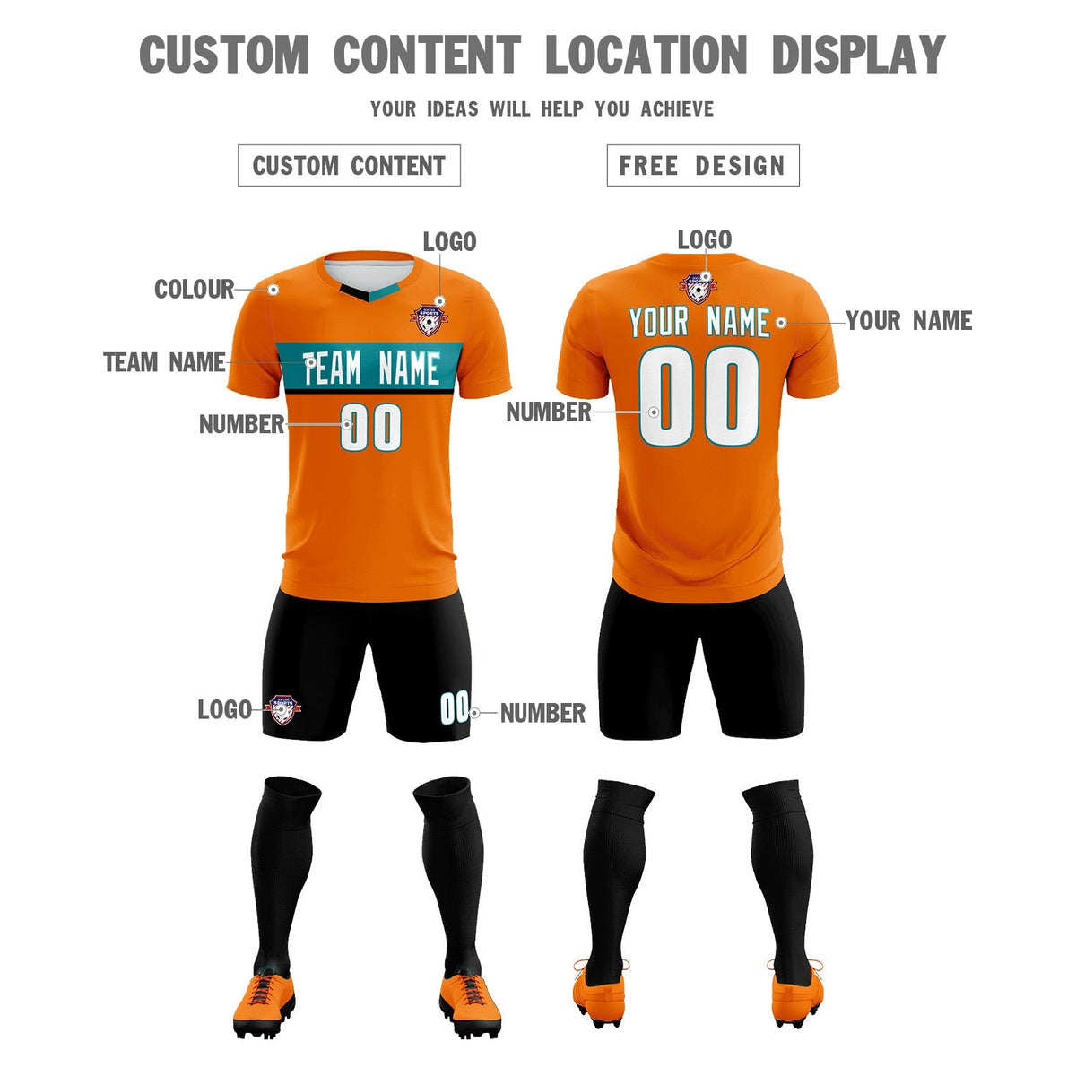 Custom Orange Classic Sports Sets Soccer Shirt Jersey