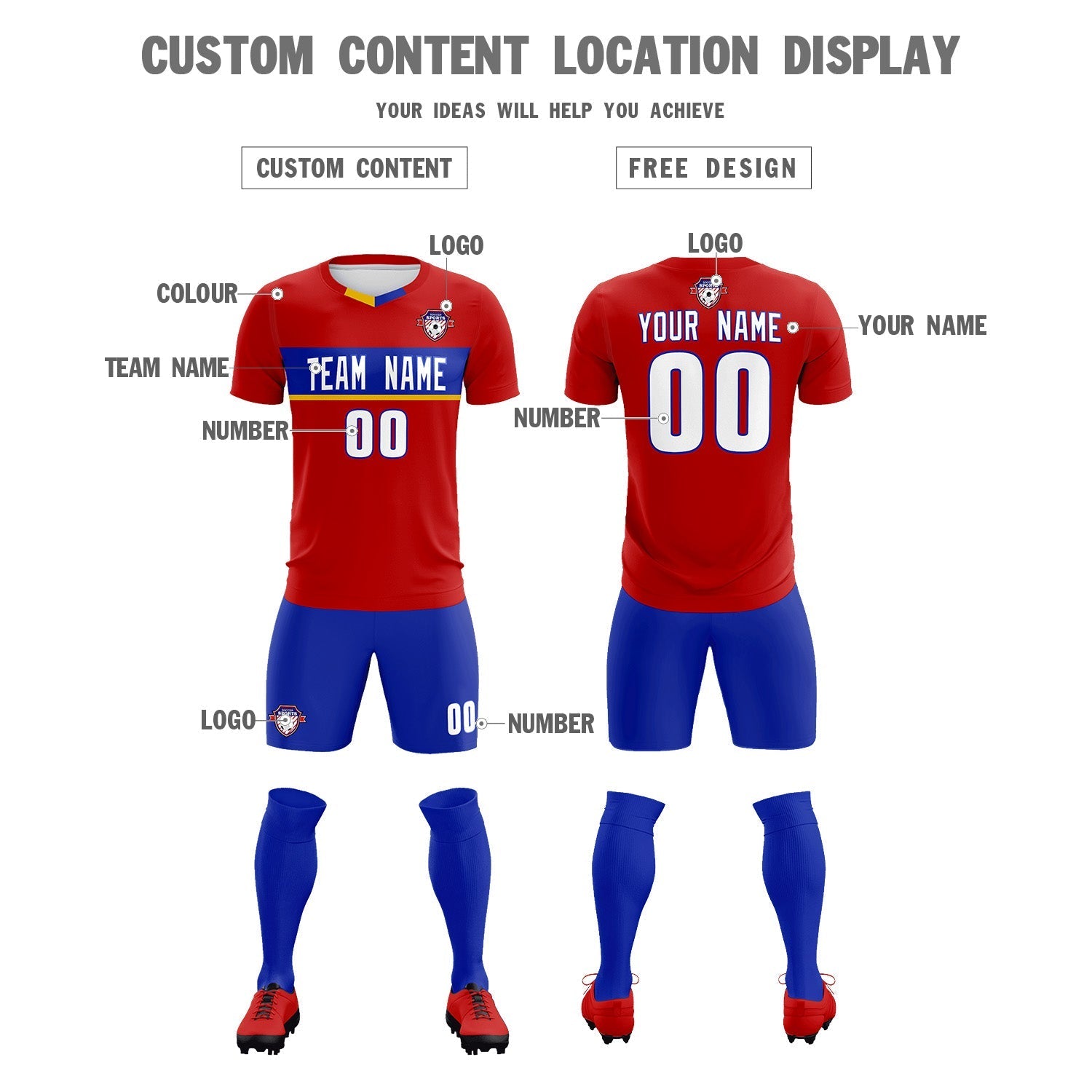 Custom Red Classic Sports Sets Soccer Shirt Jersey