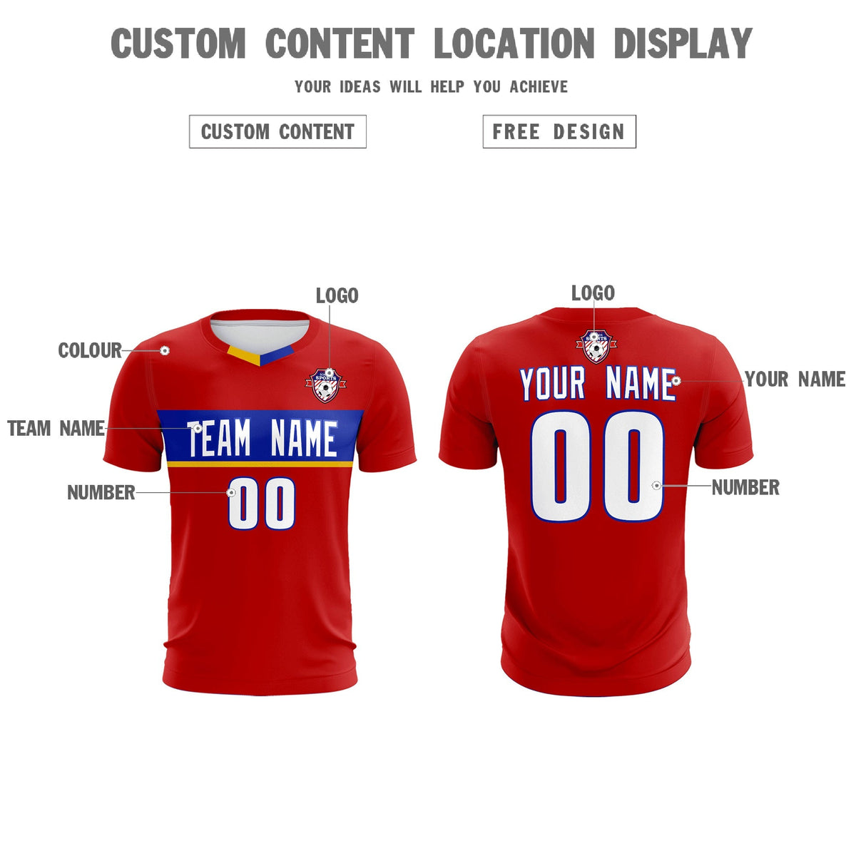 Custom Red Classic Sports Sets Soccer Shirt Jersey