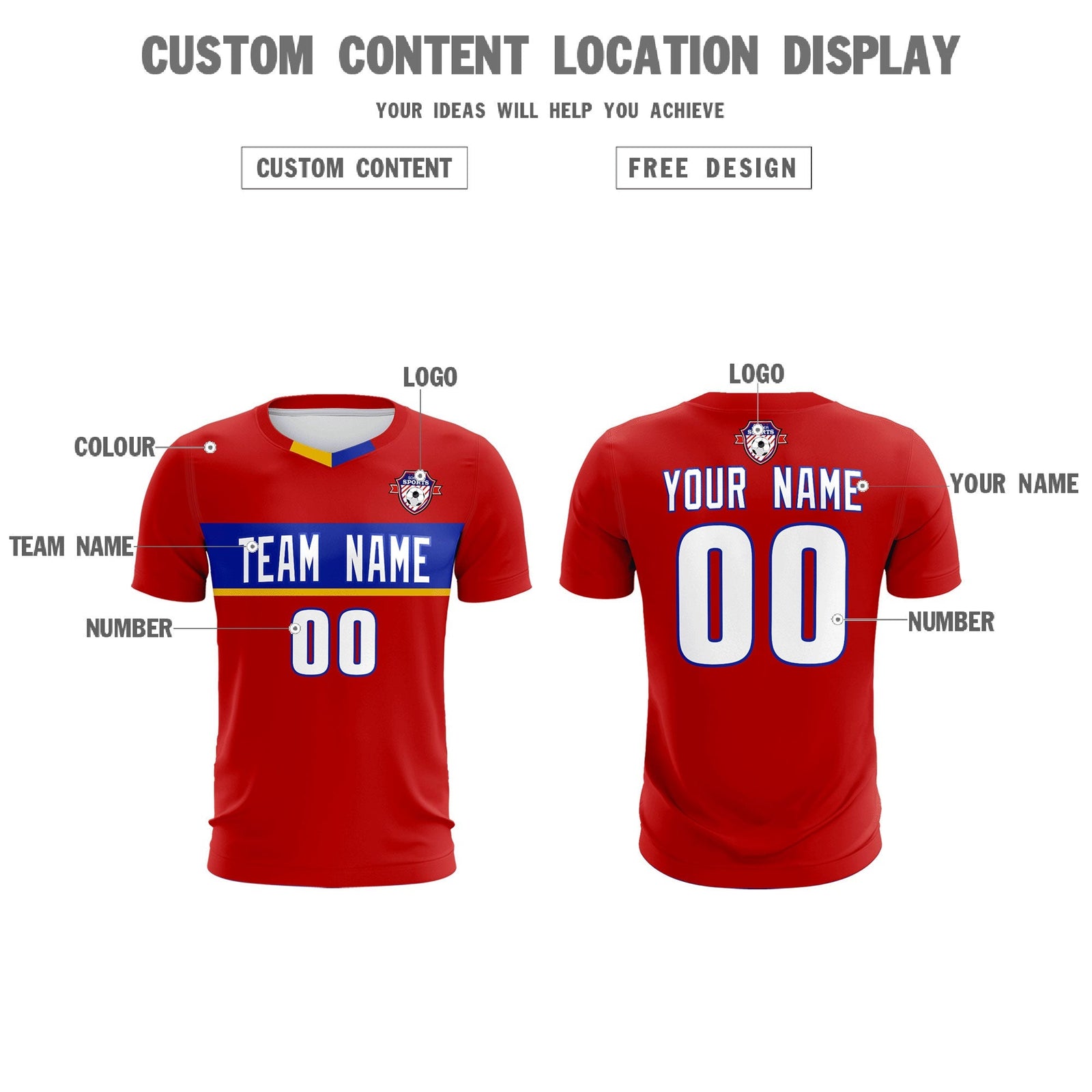 Custom Red Classic Sports Sets Soccer Shirt Jersey