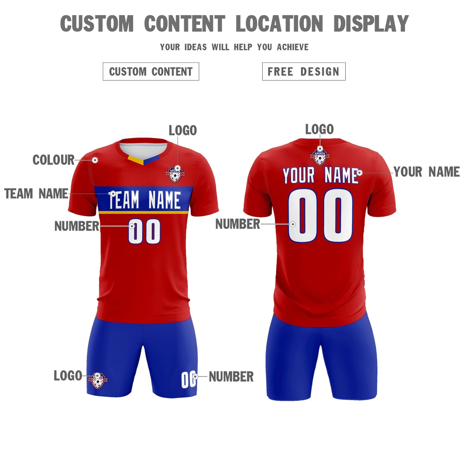 Custom Red Classic Sports Sets Soccer Shirt Jersey