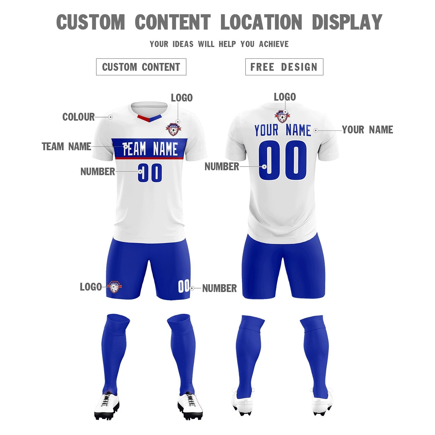 Custom White Classic Sports Sets Soccer Shirt Jersey