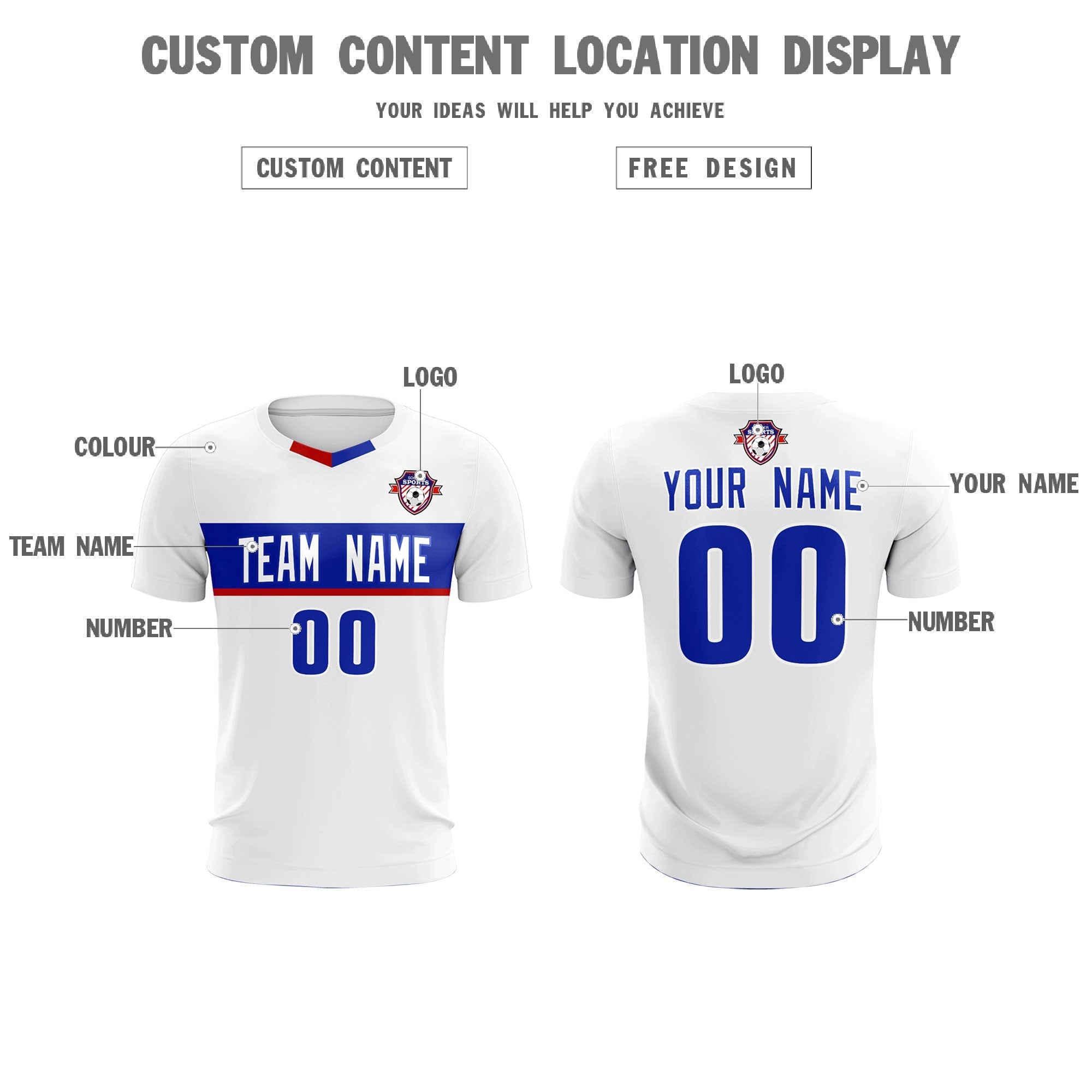 Custom White Classic Sports Sets Soccer Shirt Jersey