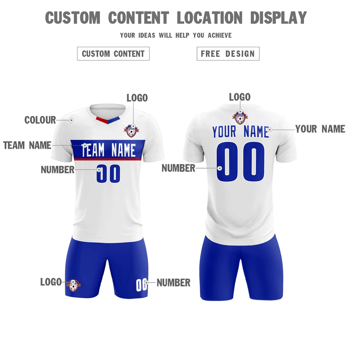 Custom White Classic Sports Sets Soccer Shirt Jersey