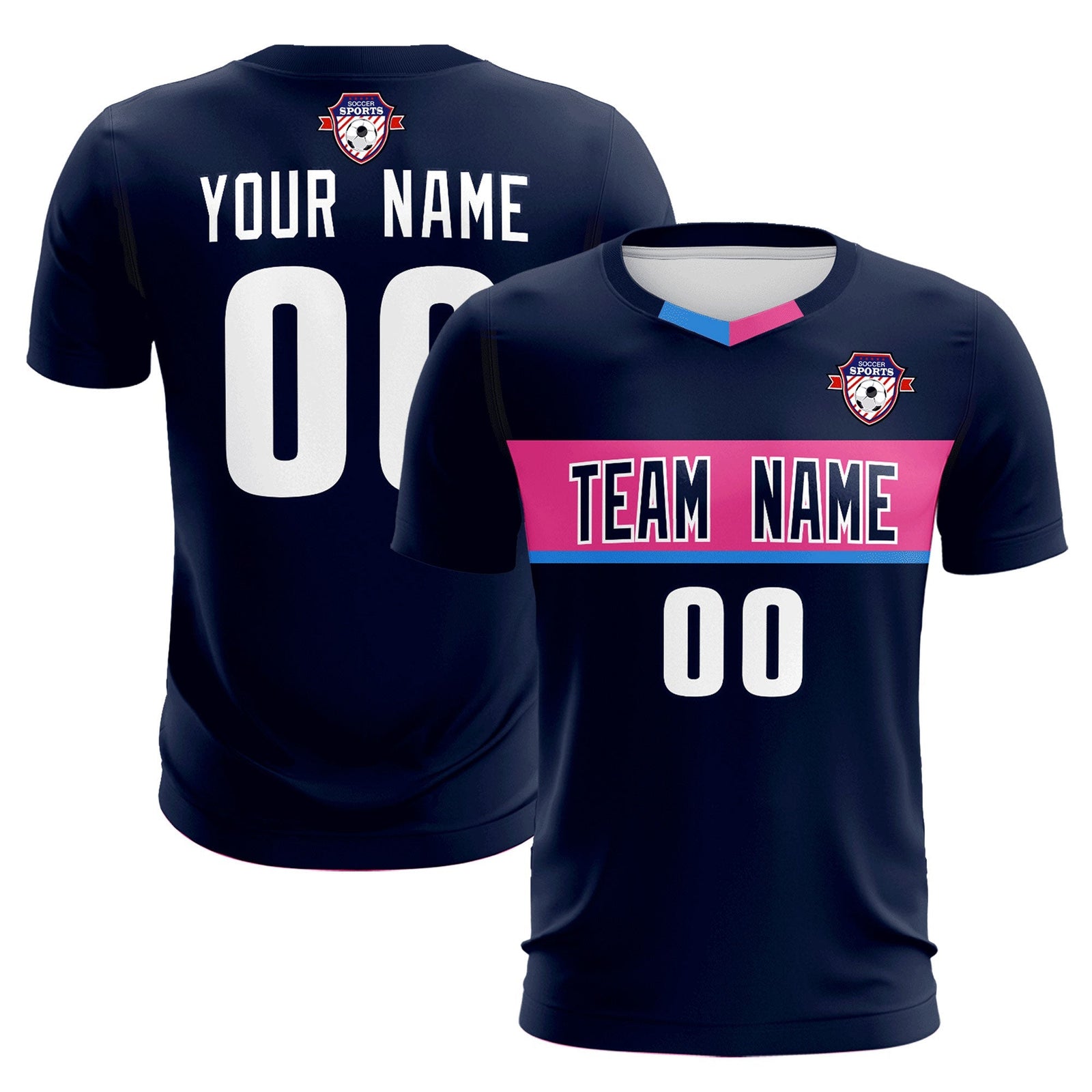 Custom Navy Classic Sports Sets Soccer Shirt Jersey