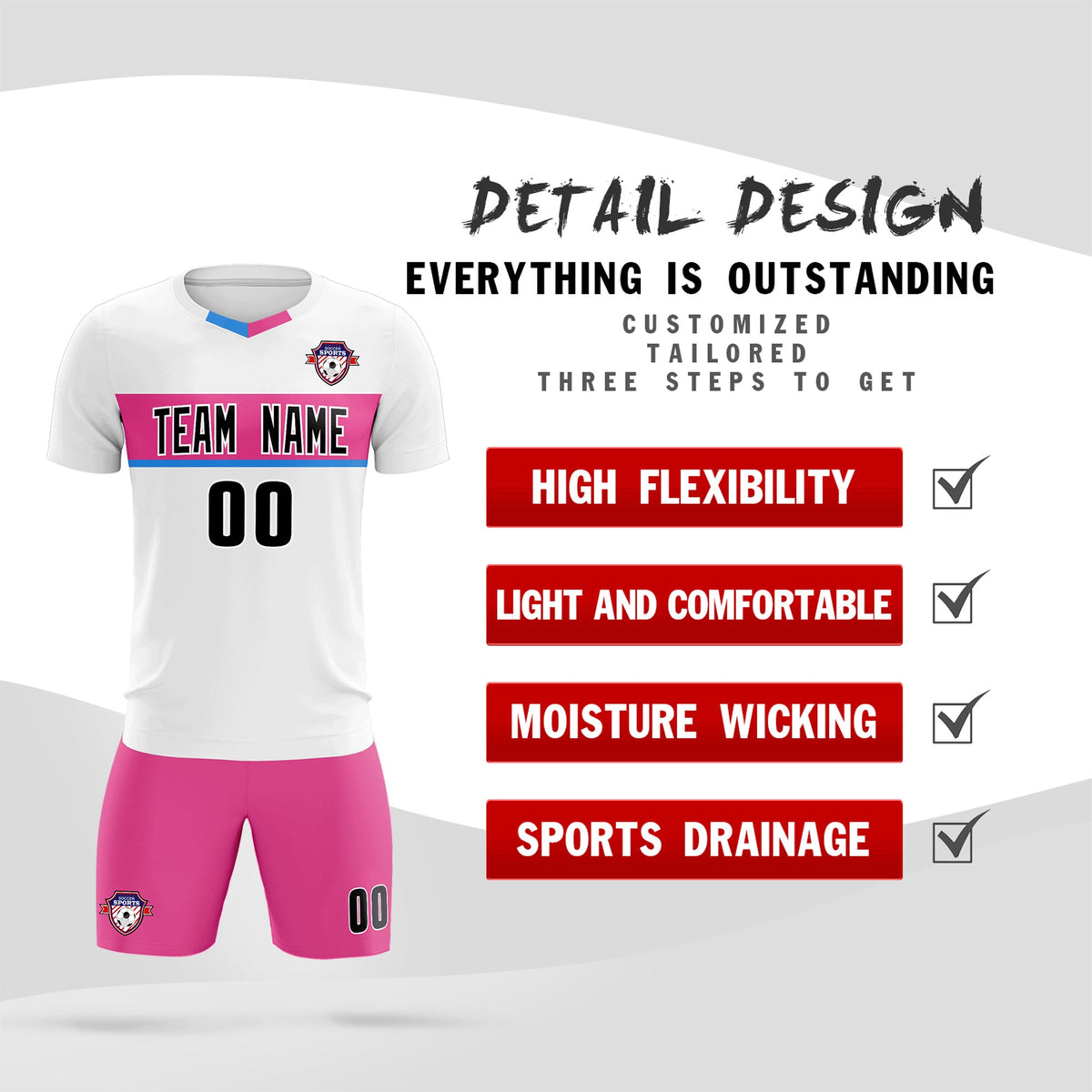 Custom White Classic Sports Sets Soccer Shirt Jersey