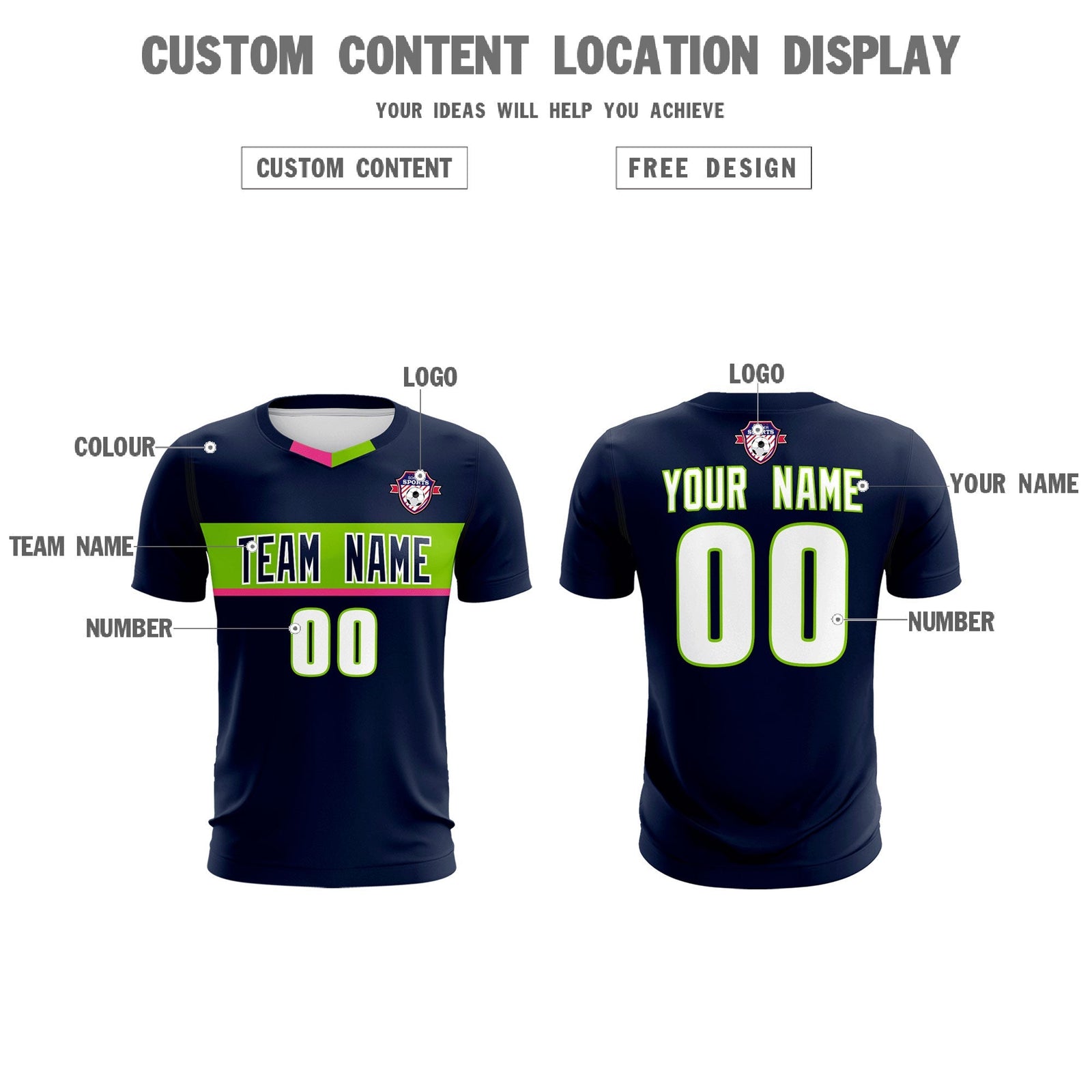 Custom Navy Classic Sports Sets Soccer Shirt Jersey