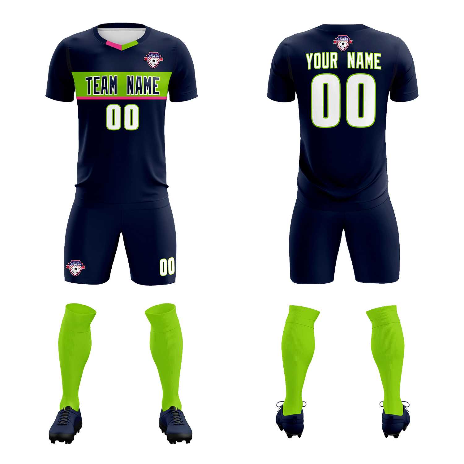 Custom Navy Classic Sports Sets Soccer Shirt Jersey