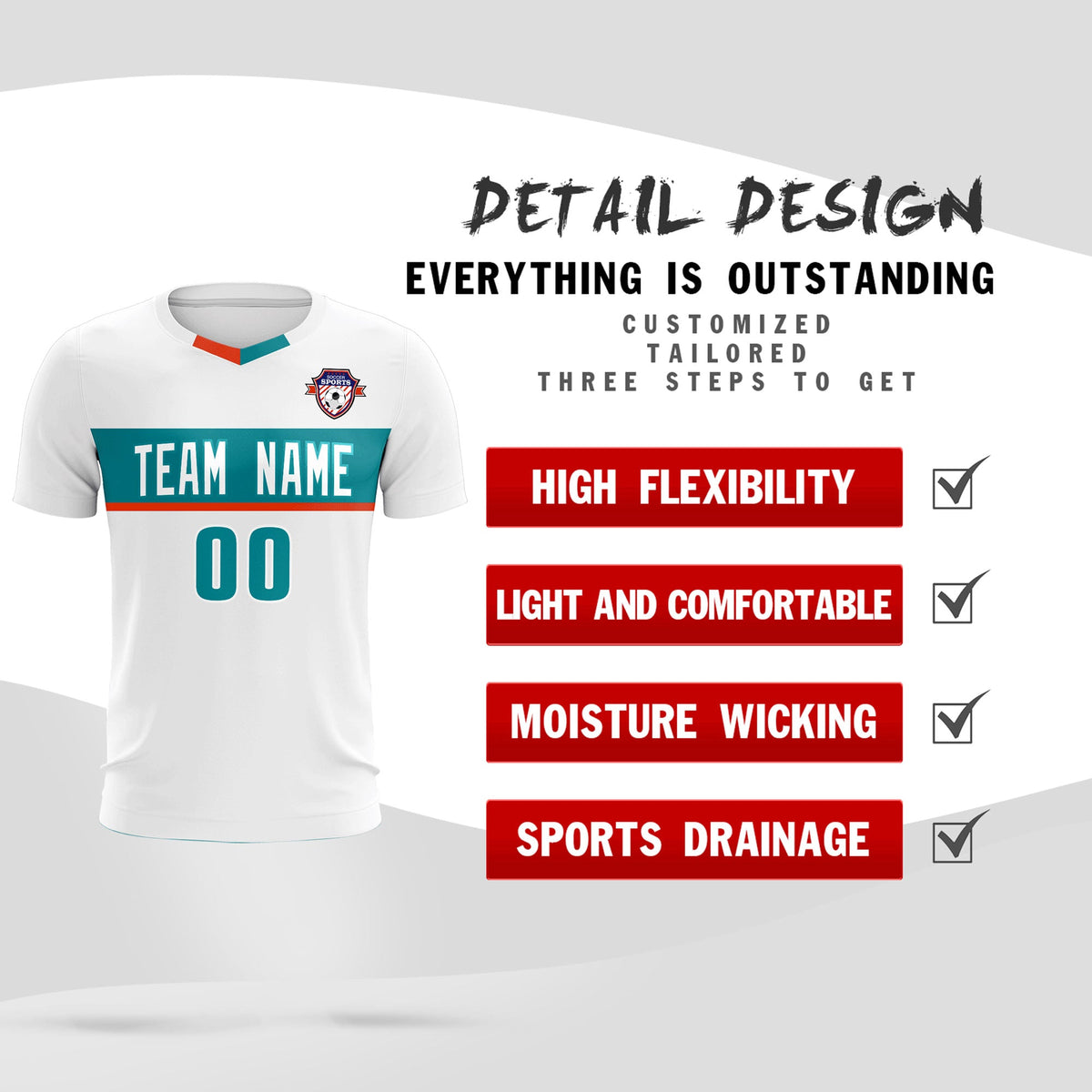 Custom White Classic Sports Sets Soccer Shirt Jersey