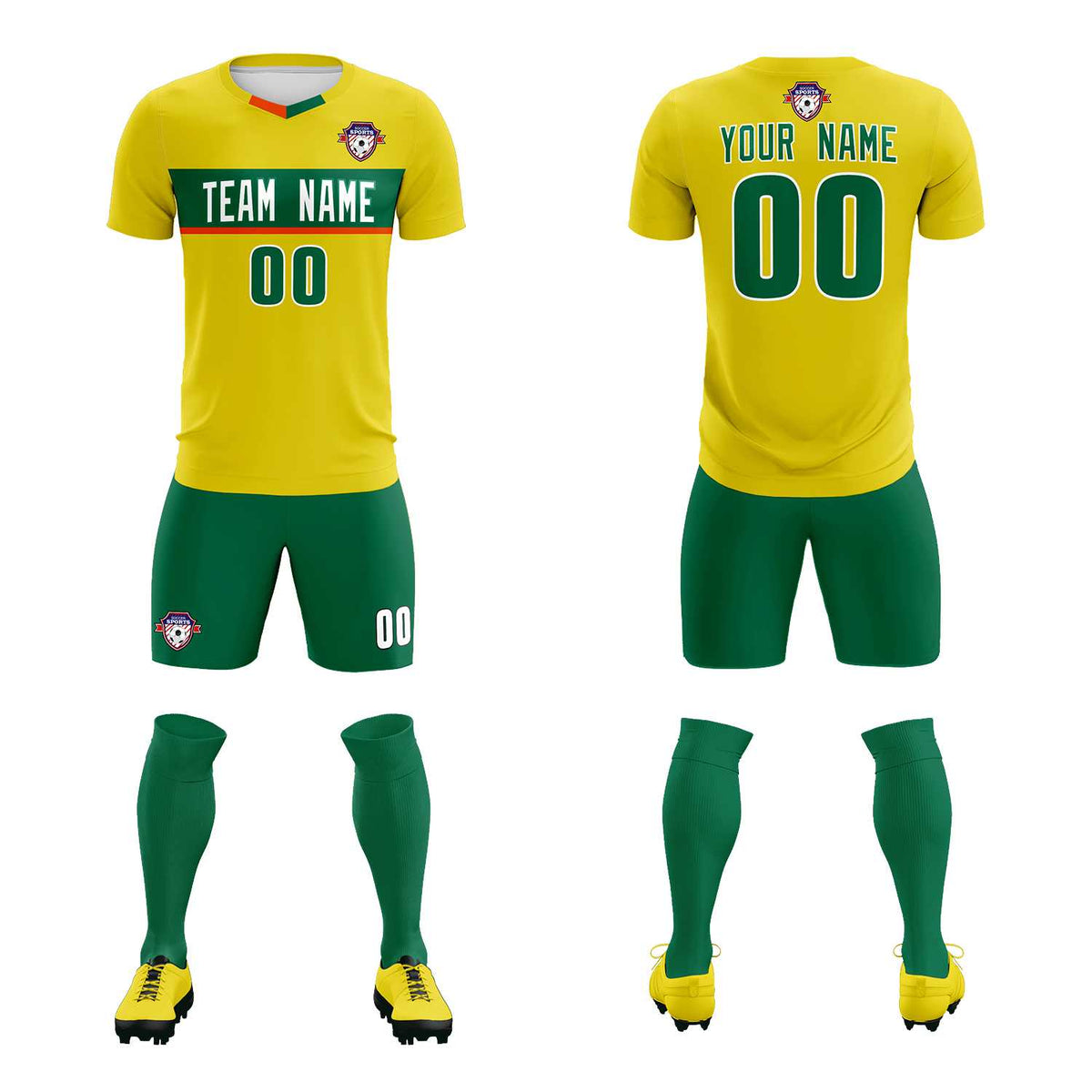 Custom Gold Classic Sports Sets Soccer Shirt Jersey