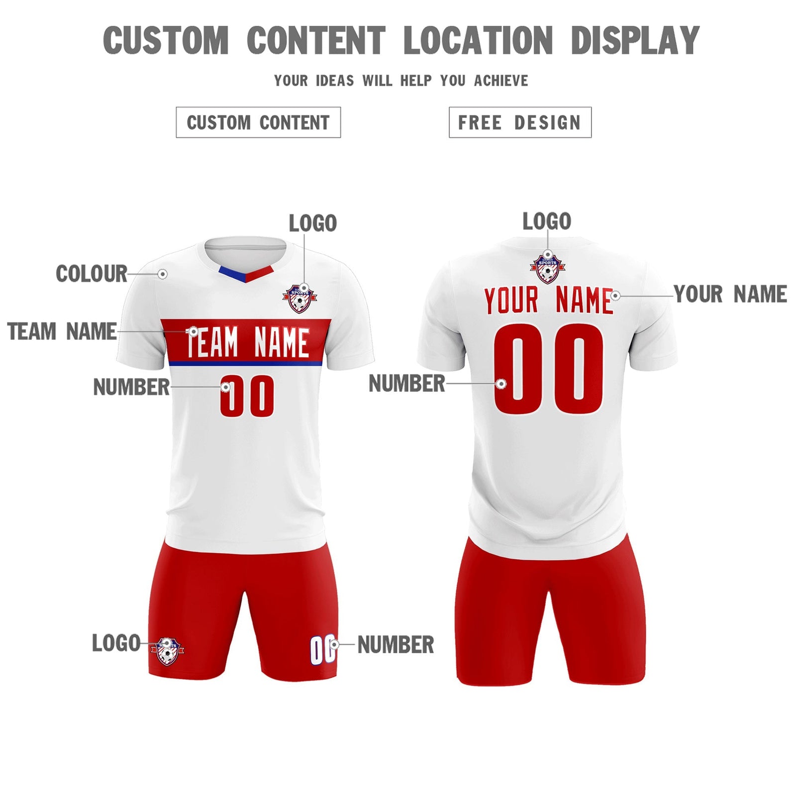 Custom White Classic Sports Sets Soccer Shirt Jersey