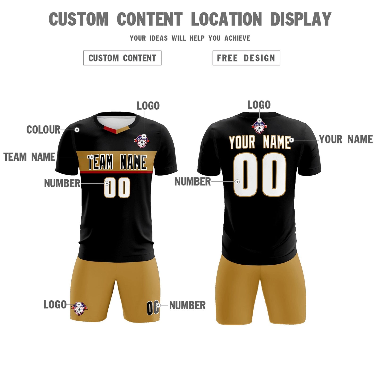 Custom Black Classic Sports Sets Soccer Shirt Jersey
