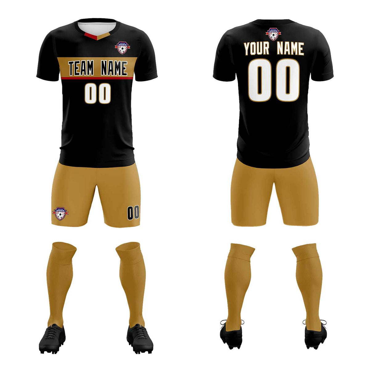Custom Black Classic Sports Sets Soccer Shirt Jersey
