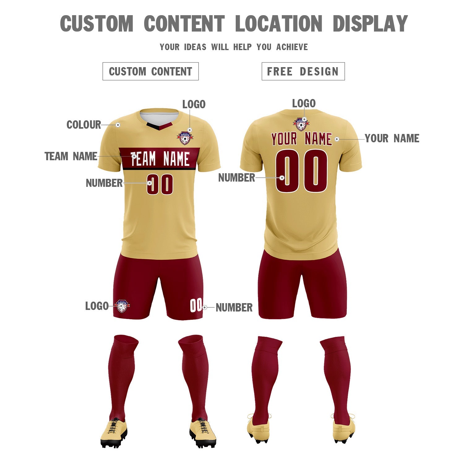 Custom Khaki Classic Sports Sets Soccer Shirt Jersey