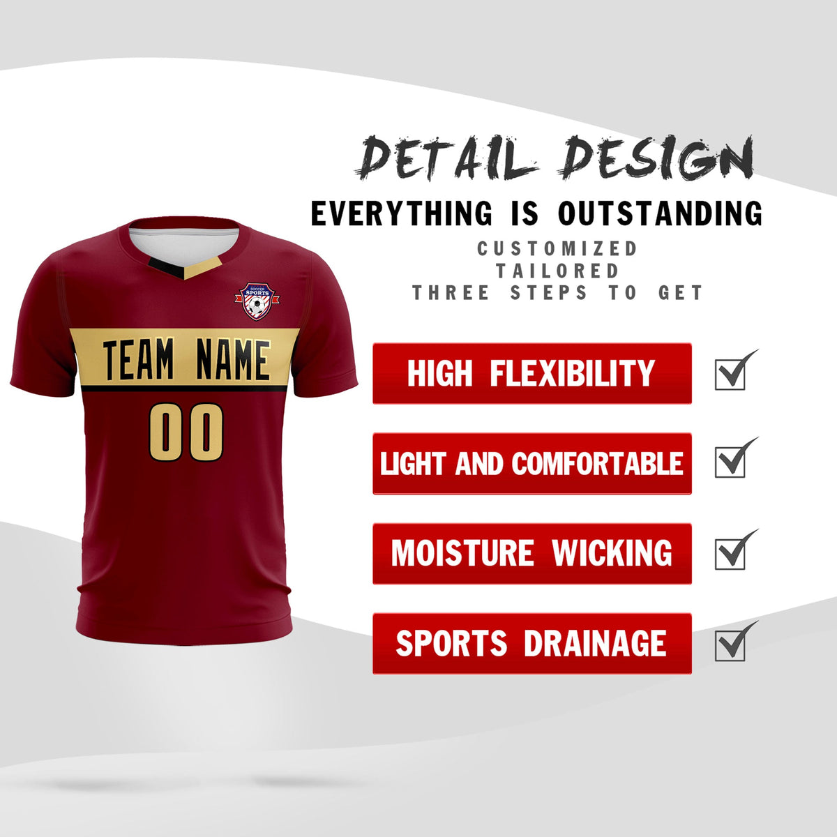 Custom Crimson Classic Sports Sets Soccer Shirt Jersey