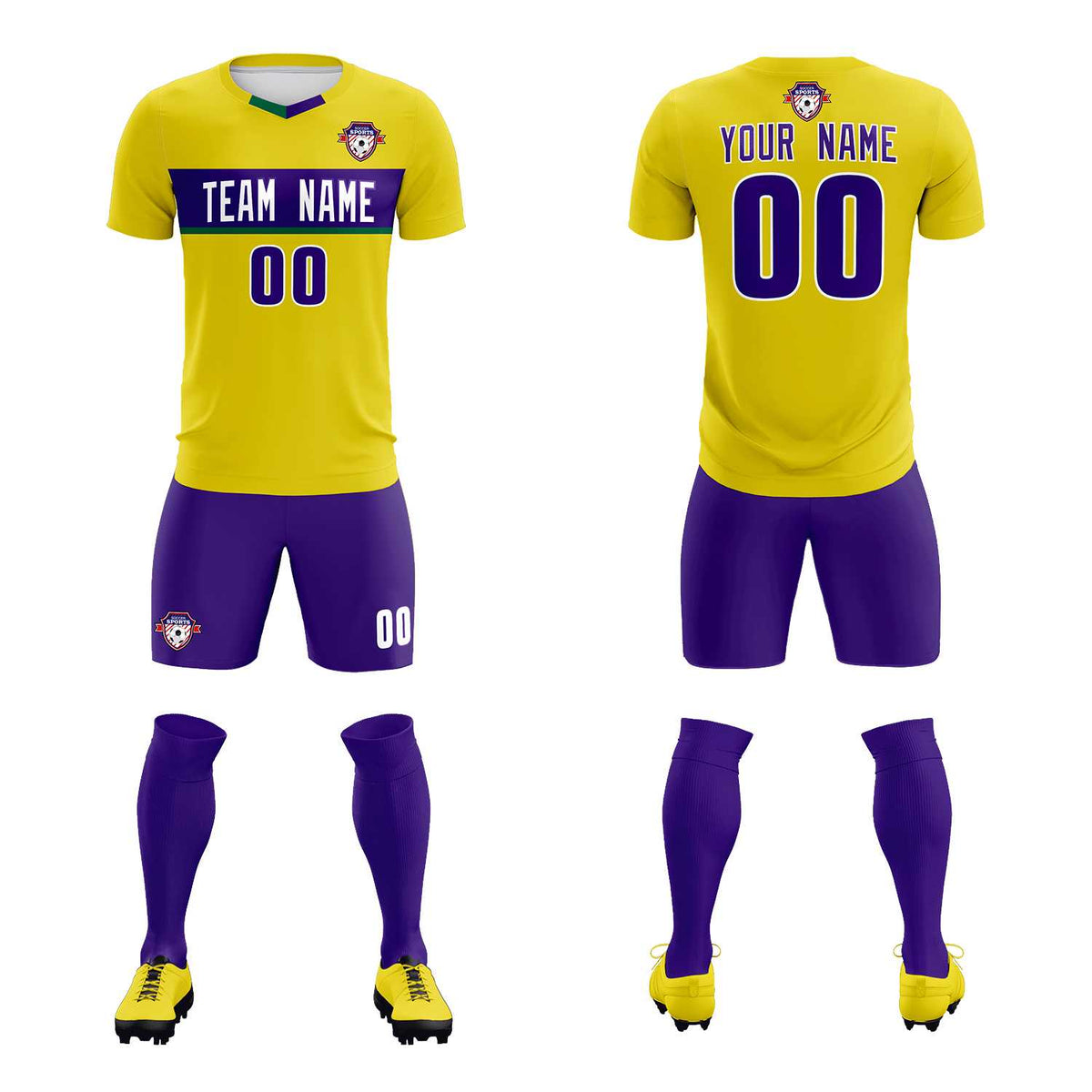 Custom Gold Classic Sports Sets Soccer Shirt Jersey