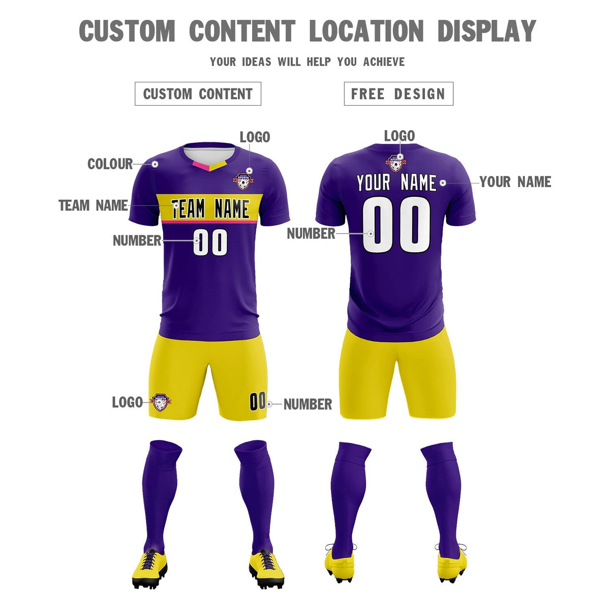 Custom Purple Classic Sports Sets Soccer Shirt Jersey