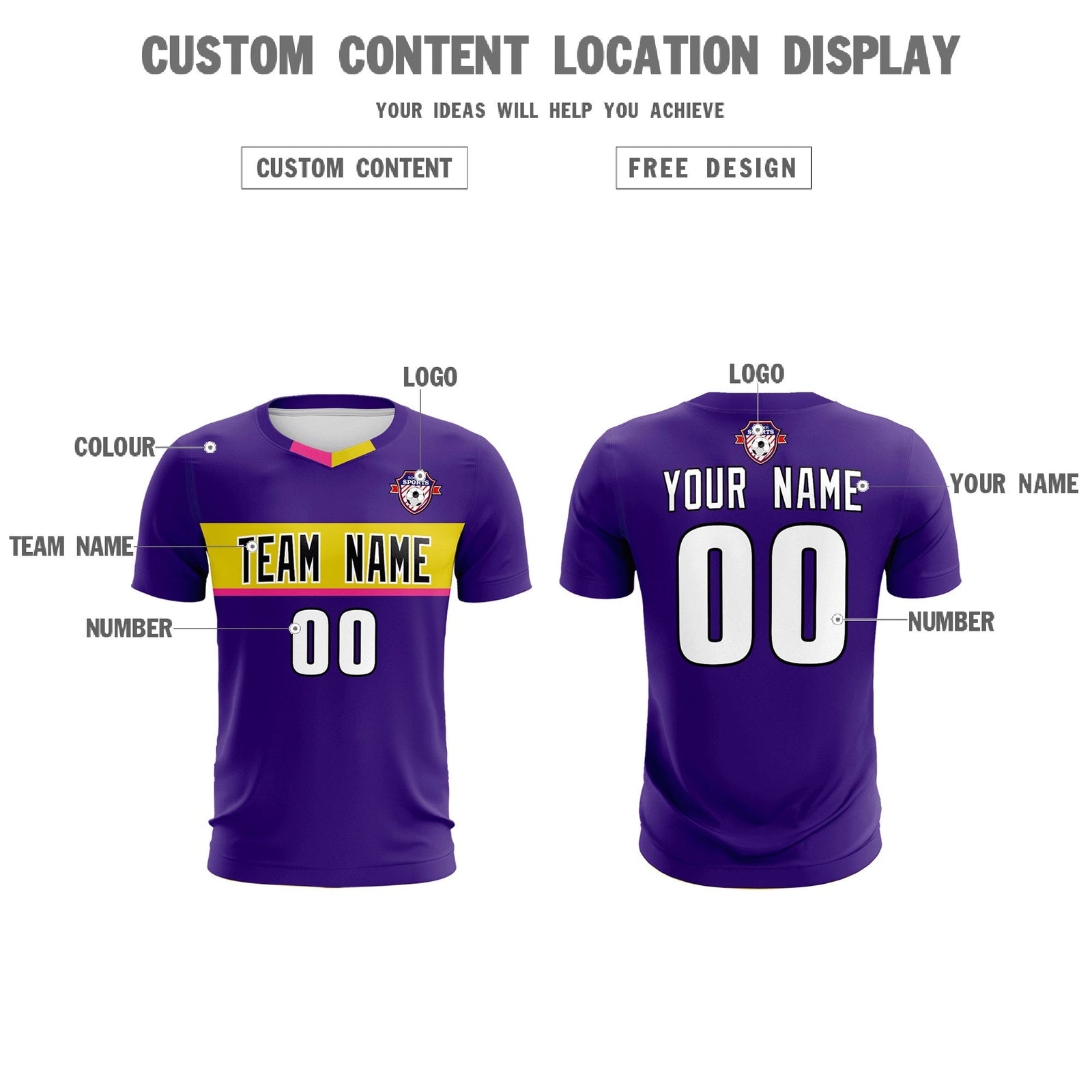 Custom Purple Classic Sports Sets Soccer Shirt Jersey