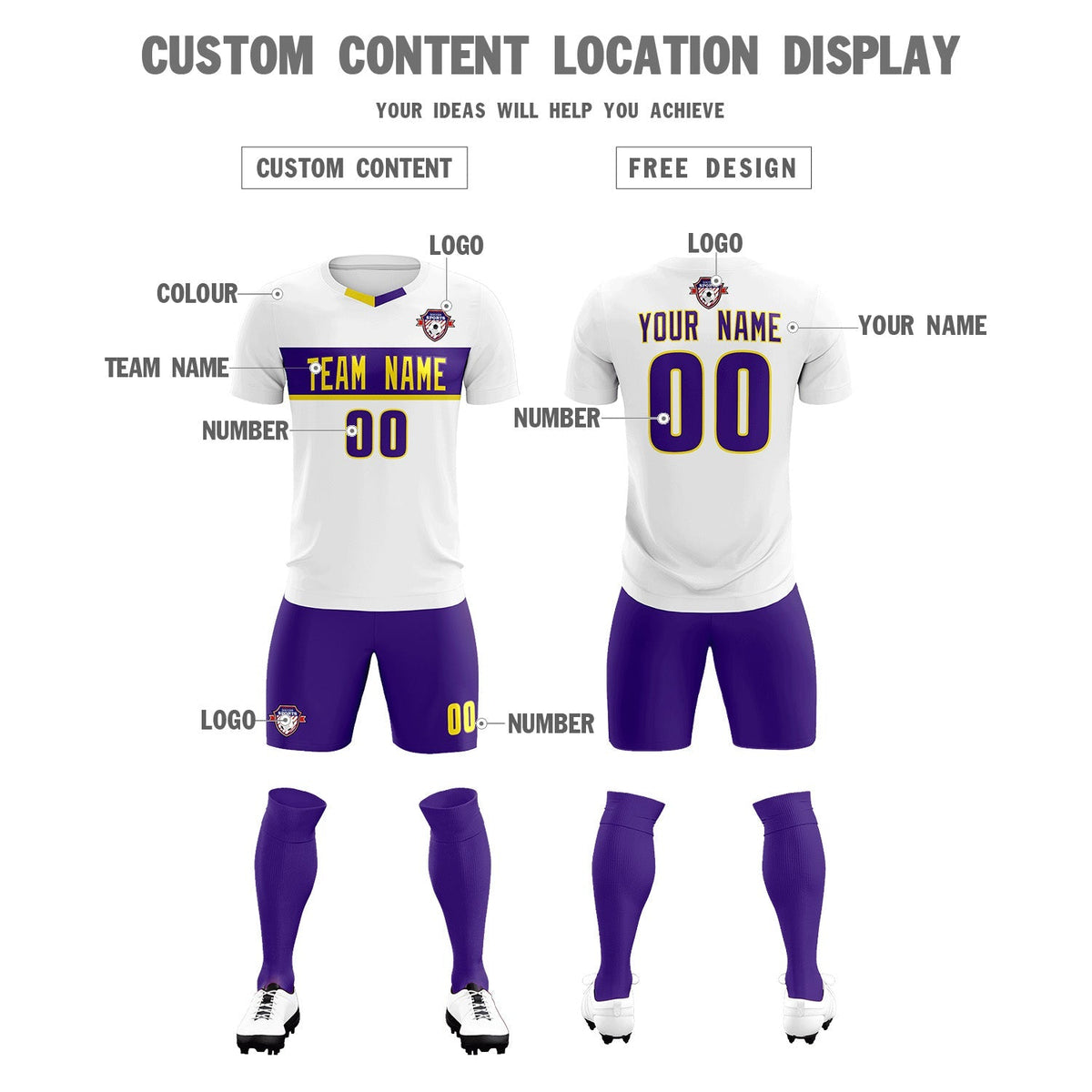 Custom White Classic Sports Sets Soccer Shirt Jersey