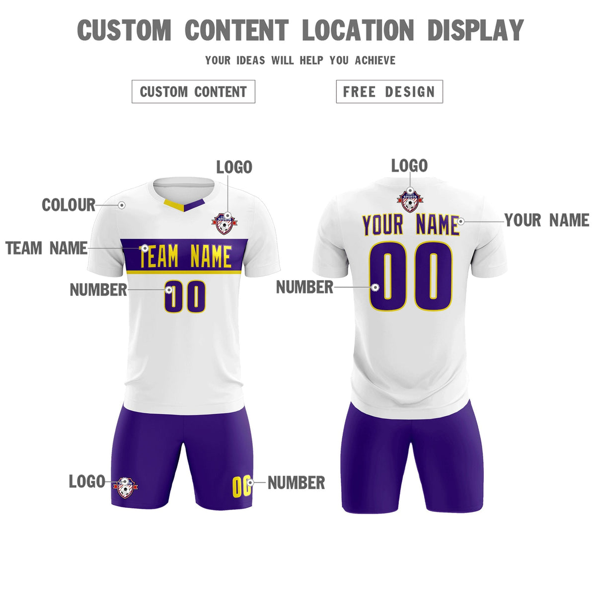 Custom White Classic Sports Sets Soccer Shirt Jersey